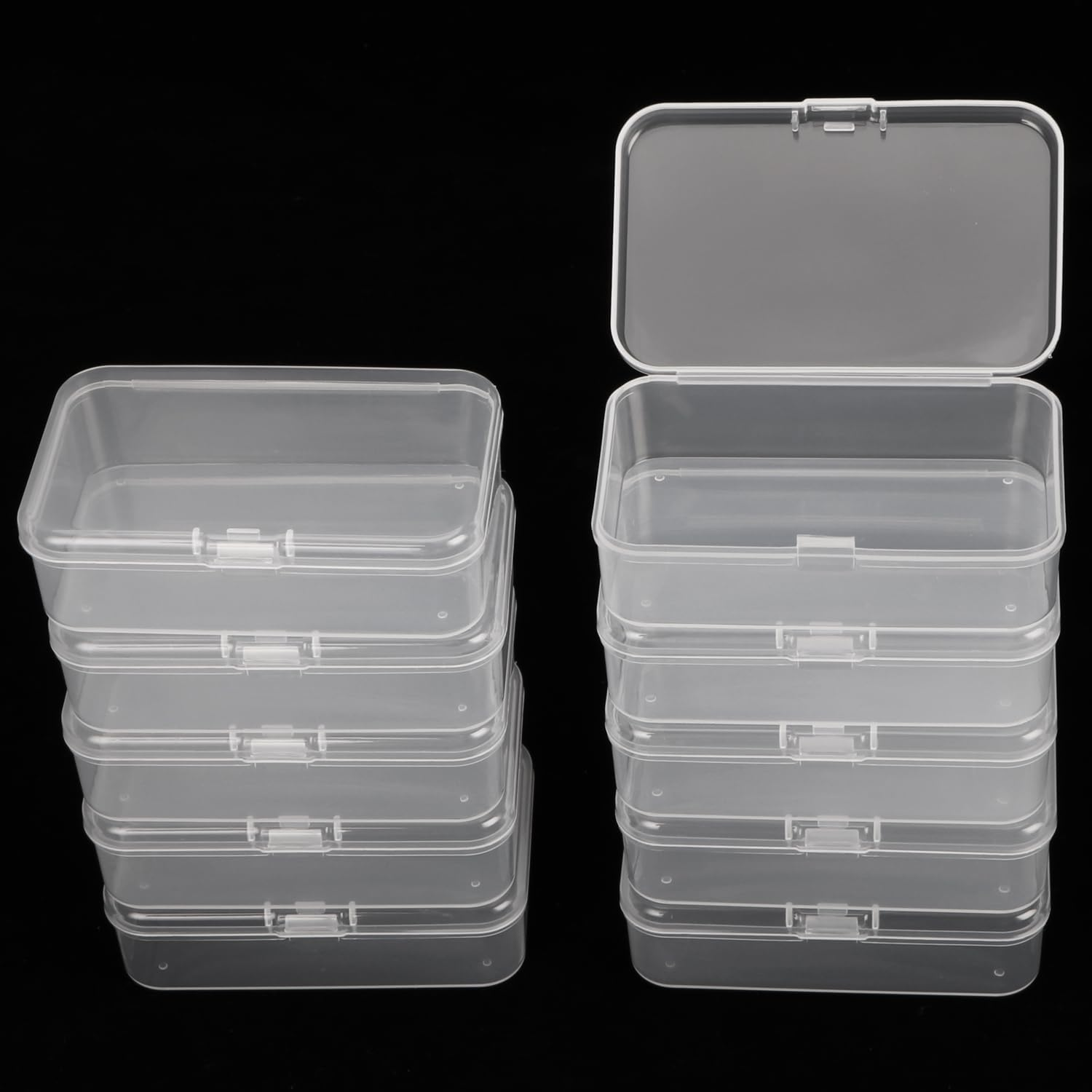 10 Packs Small Clear Plastic Beads Storage Containers Box Transparent Boxes with Hinged Lid for Small Items, Jewelry, Crafts (3.34 X 2.16 X 1 In)