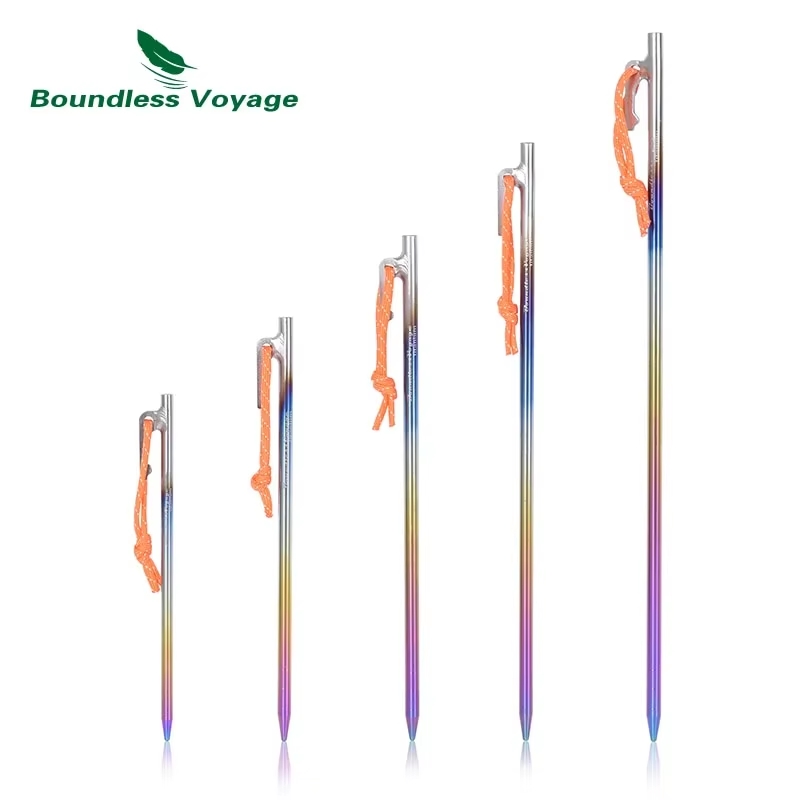 6Pcs Heavy Duty Titanium Alloy Camping Tent Stakes Peg for Outdoor Trip Hiking Gardening Ti4013P