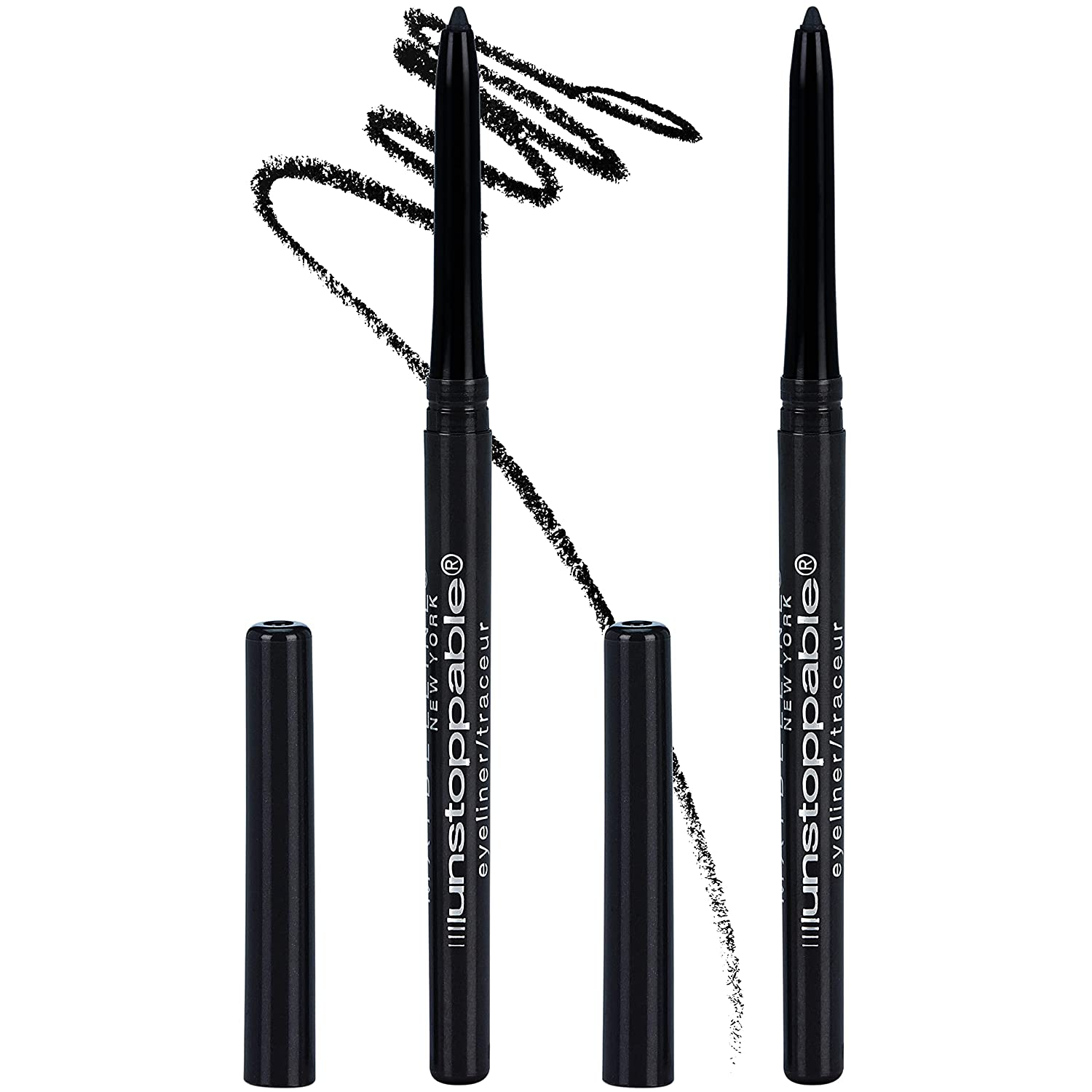 Unstoppable Waterproof Mechanical Black Eyeliner Pencil, Easy to Apply, Smooth Glide, up to 24 Hour Wear, Onyx, Pack of 2