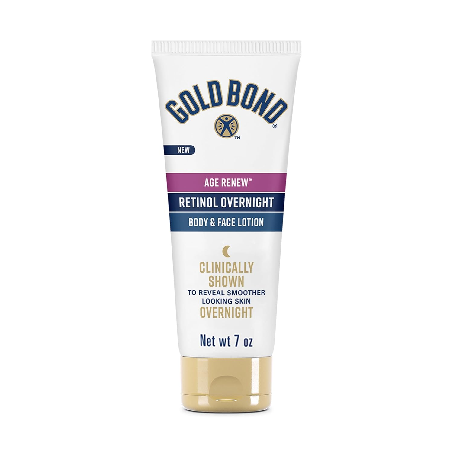 Gold Bond Age Renew Retinol Overnight Body & Face Lotion, with Retinol & Peptide Complex, for Dry Skin, 7 Oz.