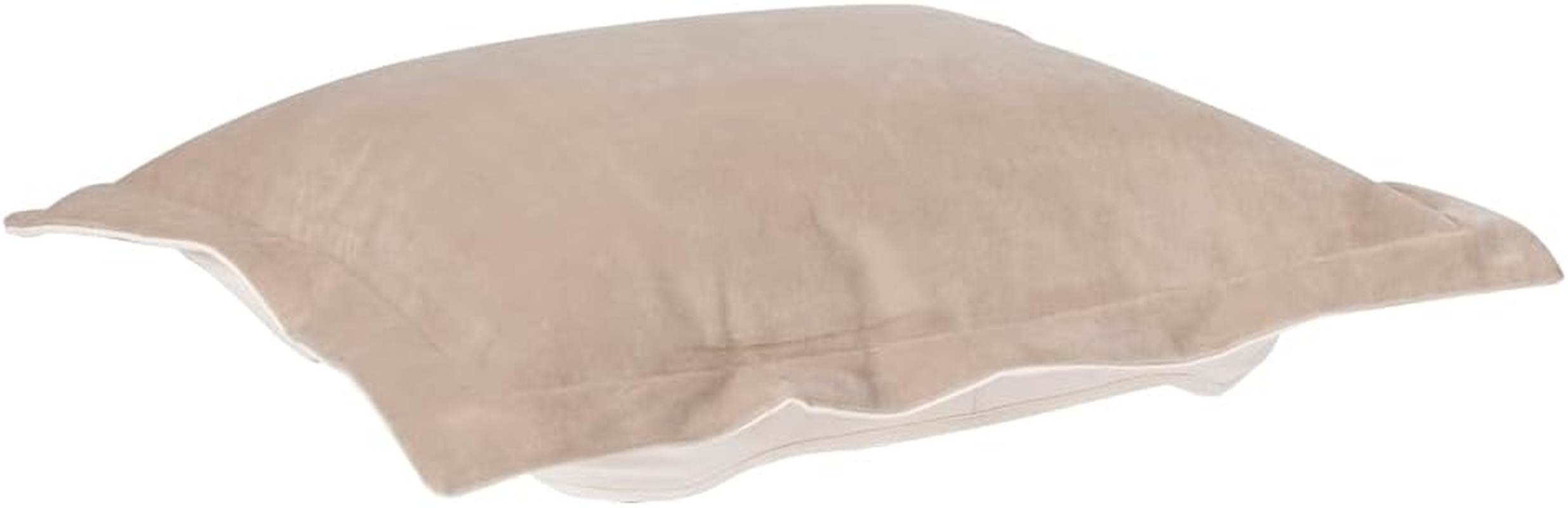 Puff Ottoman Cushion with Cover, Square Replacement Pad in 100% Natural Linen Fabric for Ottoman, Sofa & Chair Seating, Decorative Furniture Insert, 24 X 24 Inch, Bella Sand