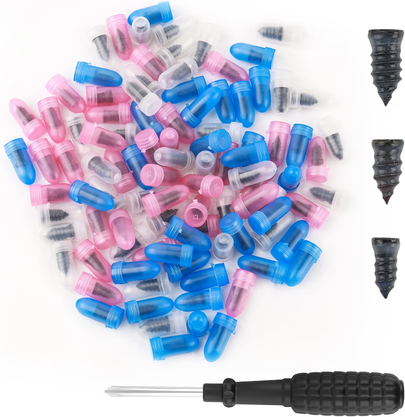 100PCS Kit Reparacion Llantas Tornillos 3 Tamanos Destornilladores Reparacion