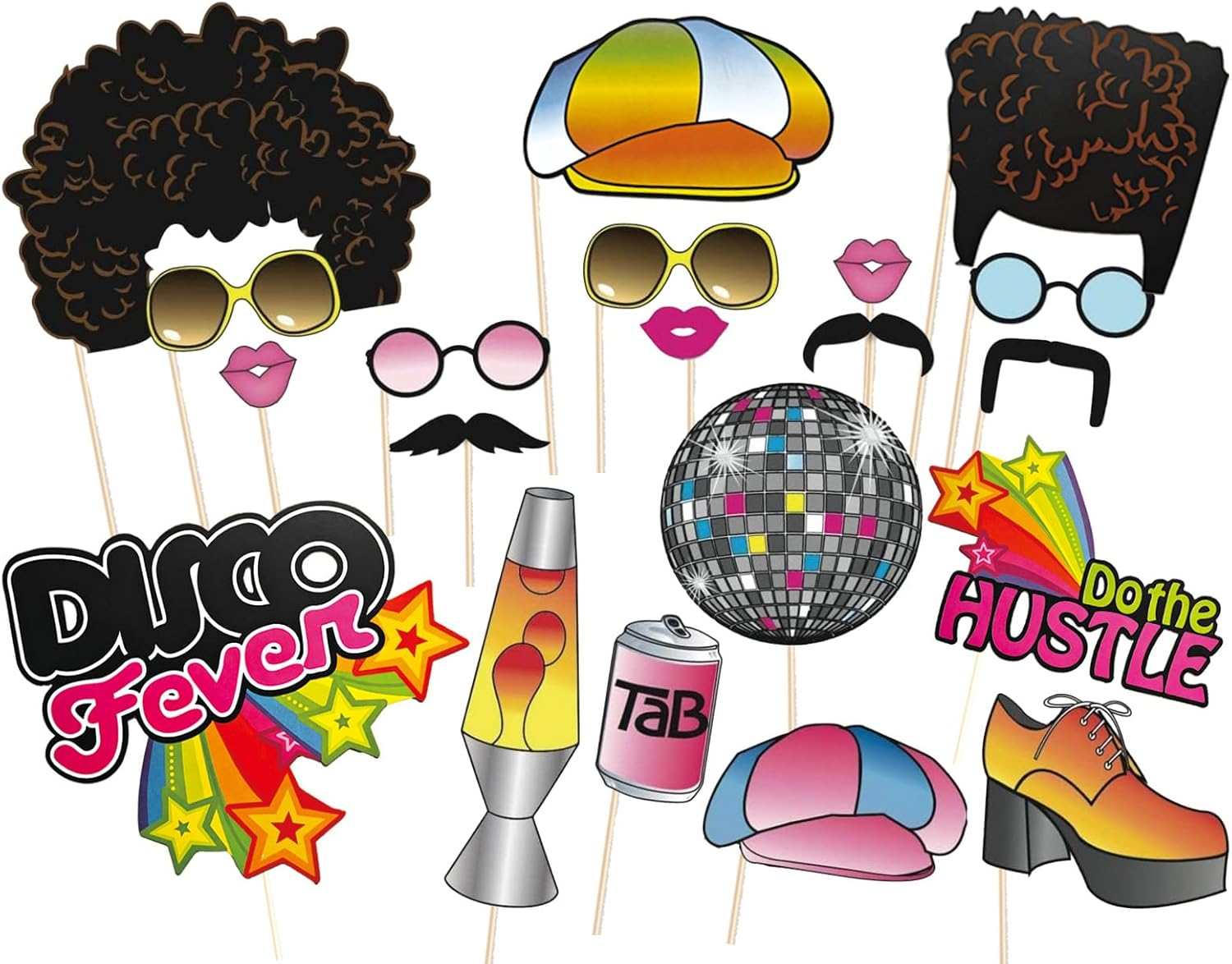 20 PCS Disco Photo Booth Props for 70S Disco Party Decorations - Disco Themed Party Decorations Retro Photo Props for Disco Fever Party Birthday Party