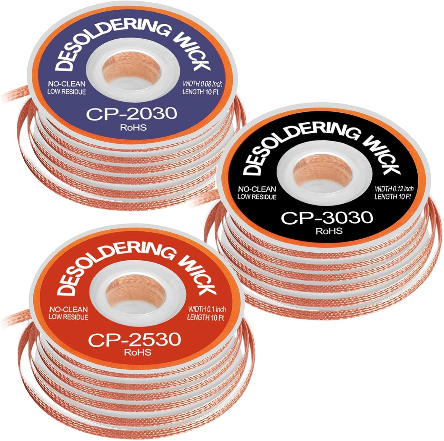 3 Pcs Premium Desoldering Wick Set 10FT No Clean Low Residue Solder Wick...
