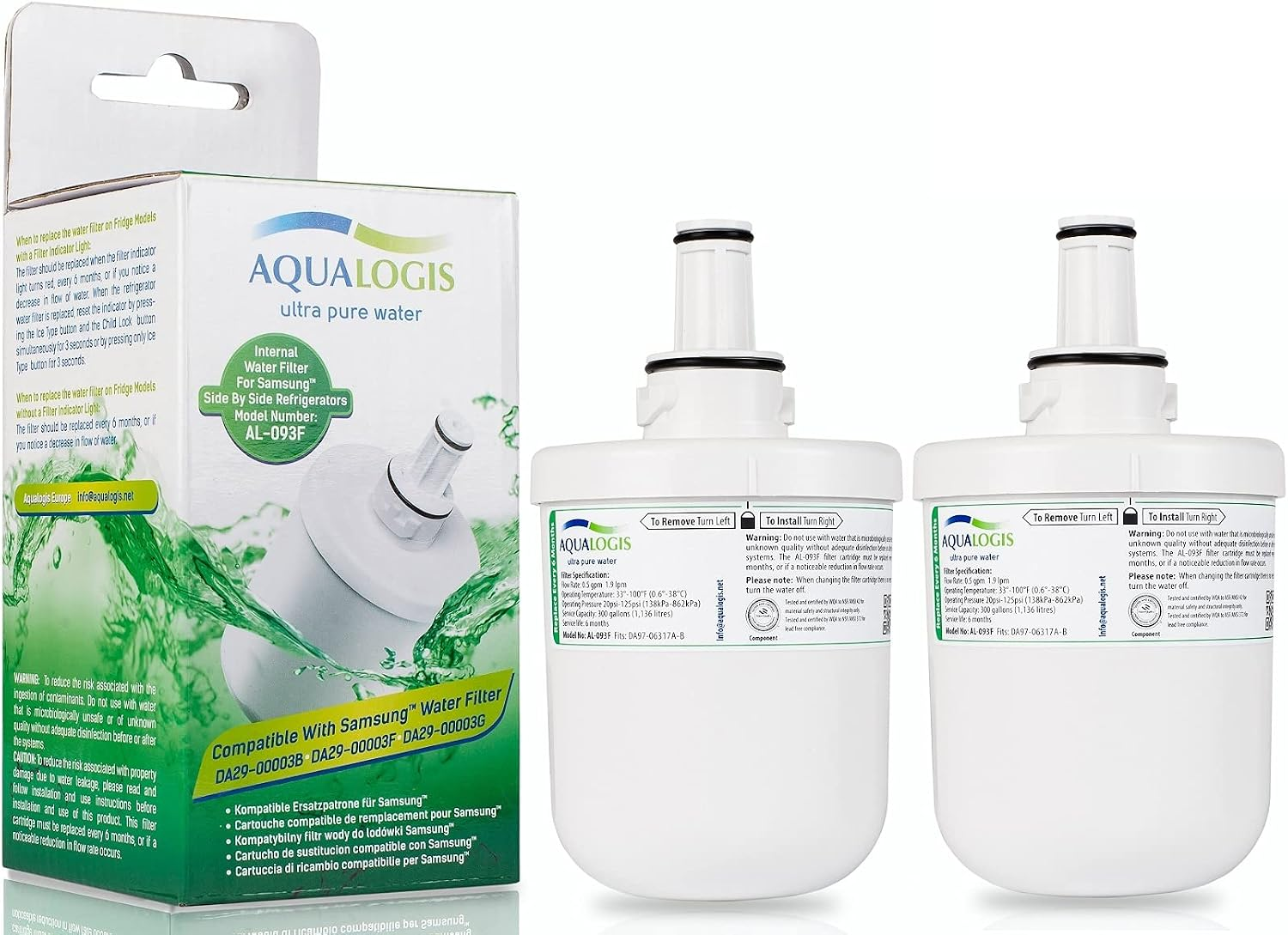 AL-093F Filtre À Eau Du Réfrigérateur, Remplacement Pour Samsung Aqua Pure plus DA29-00003F, HAFIN1, DA29-00003A, DA29-00003B (2)