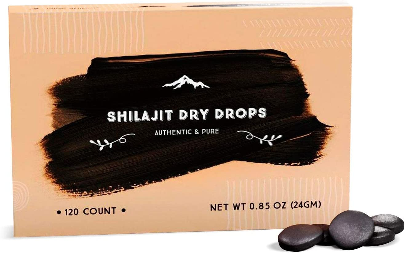 Shilajit Dry Drops - 120 Counts, Rich in Natural Fulvic Acid, Original Siberian Shilajit, 100% Pure, Trace Minerals Complex