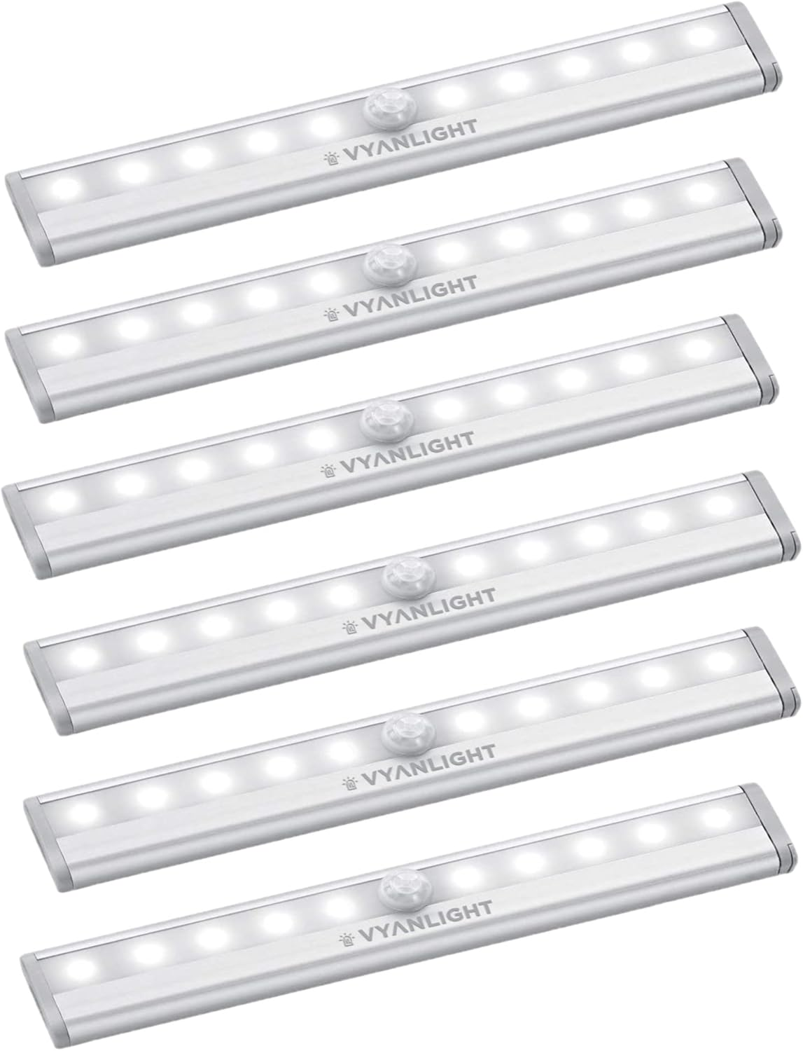 under Cabinet Lighting â€“ Motion Sensor Closet Lights, Battery Operated LED Strip Light Bar, Stick-On Wireless Indoor Lights for Kitchen, Pantry, Hallway, Stairs, 6 Pack