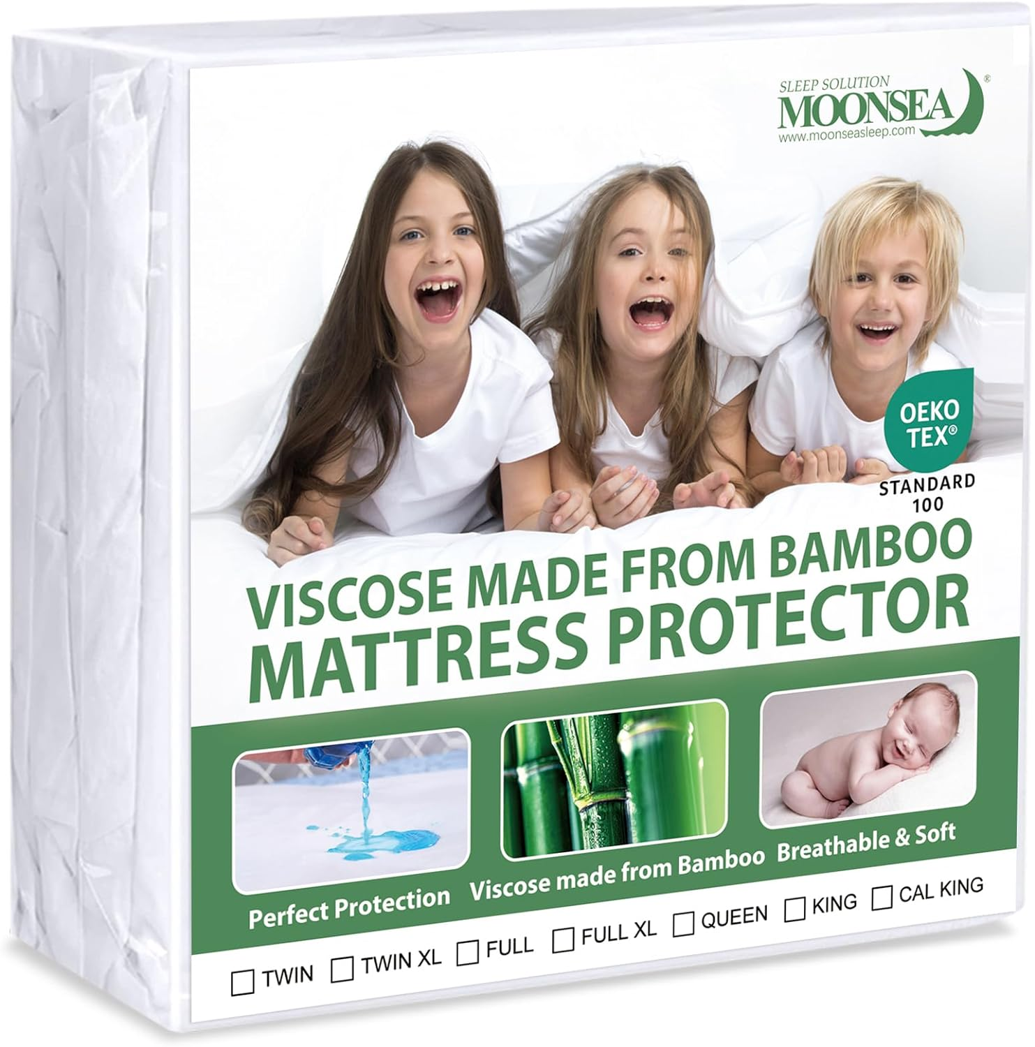 Waterproof Mattress Protector Twin Size, Skin Friendly and Breathable Twin Mattress Cover for Kids, Viscose Made from Bamboo Jersey Mattress Pad with 14
