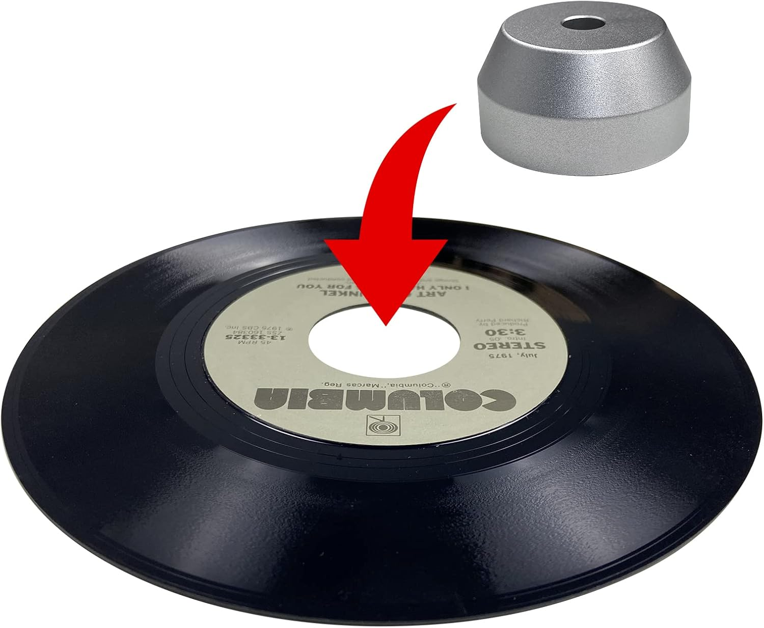 45 RPM Record Adapter Solid Aluminum 7 Inch Vinyl Record Dome 45 Adapter for Turntables (Silver)