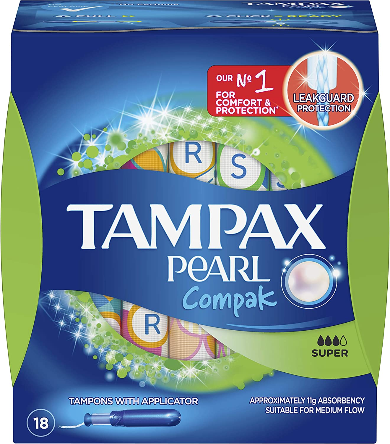 Tampax Pearl Compak Tampons Super, Medium, 18 Count - Picture 2 of 13