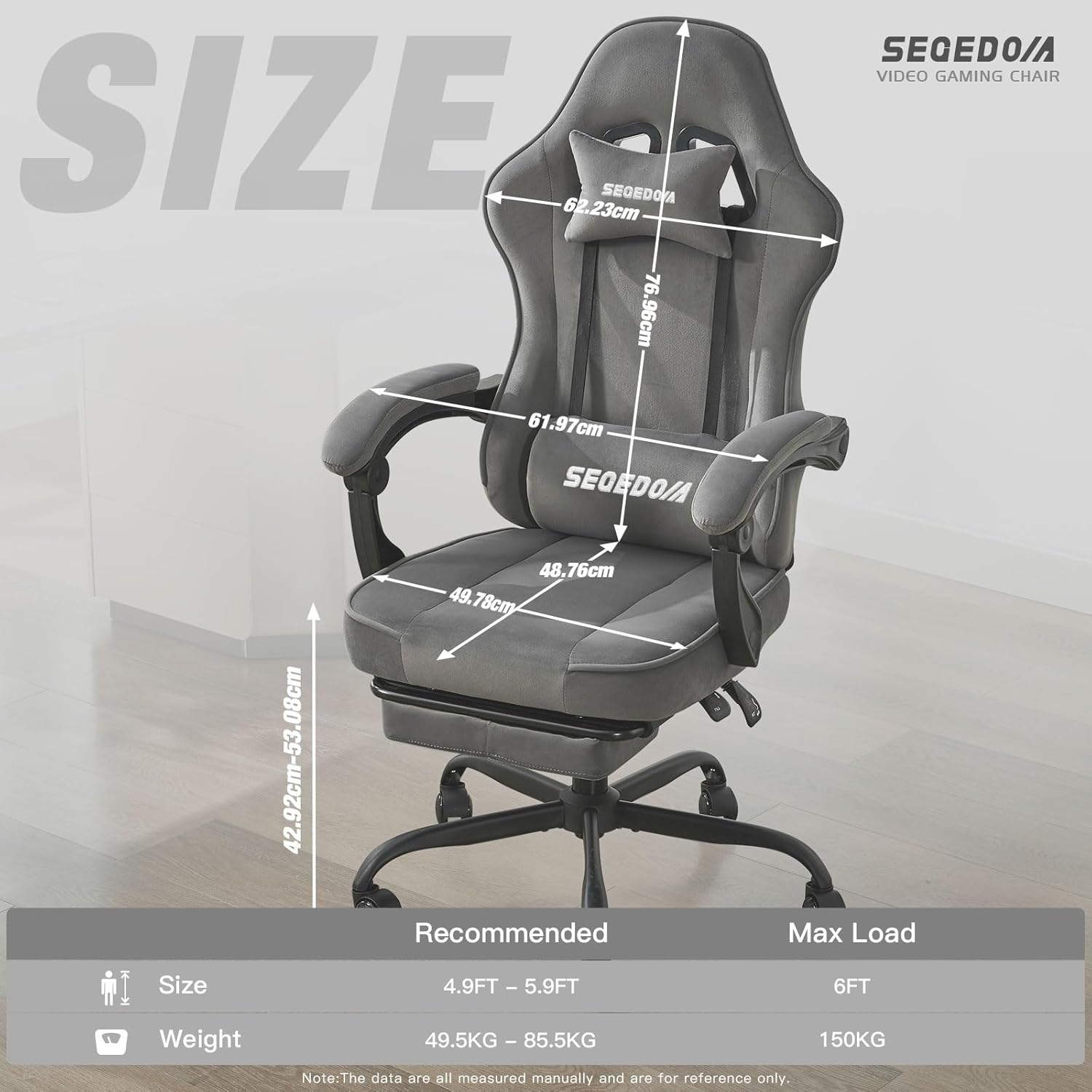 segedom Gaming Chair Technology Fabric Computer Chair with Pocket Spring Cush... - Picture 4 of 14