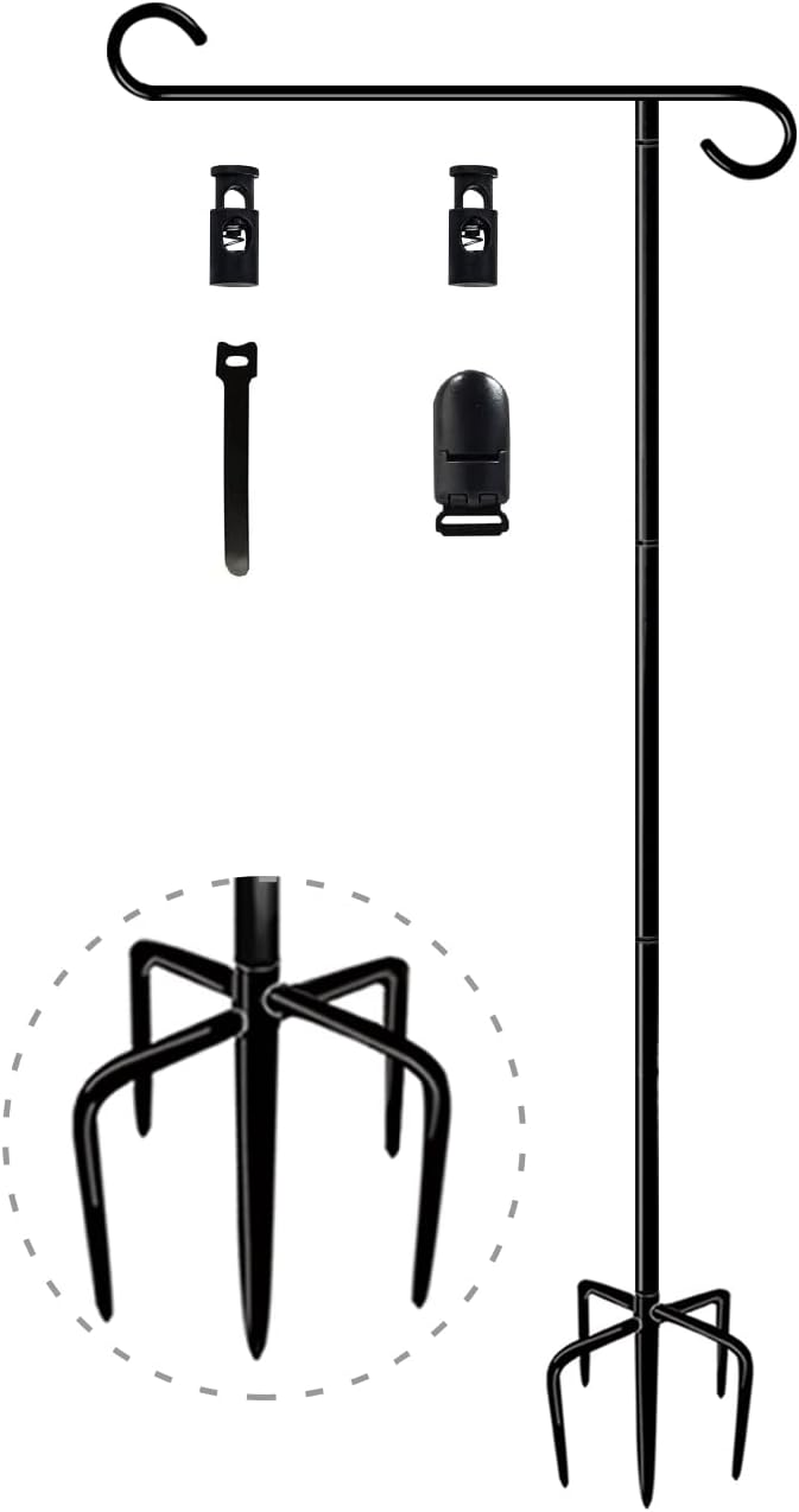 49 Inch Garden Yard Flag Stand Holder with 5 Forked Base for 12 X 18 Sign Decoration, 1 Pack