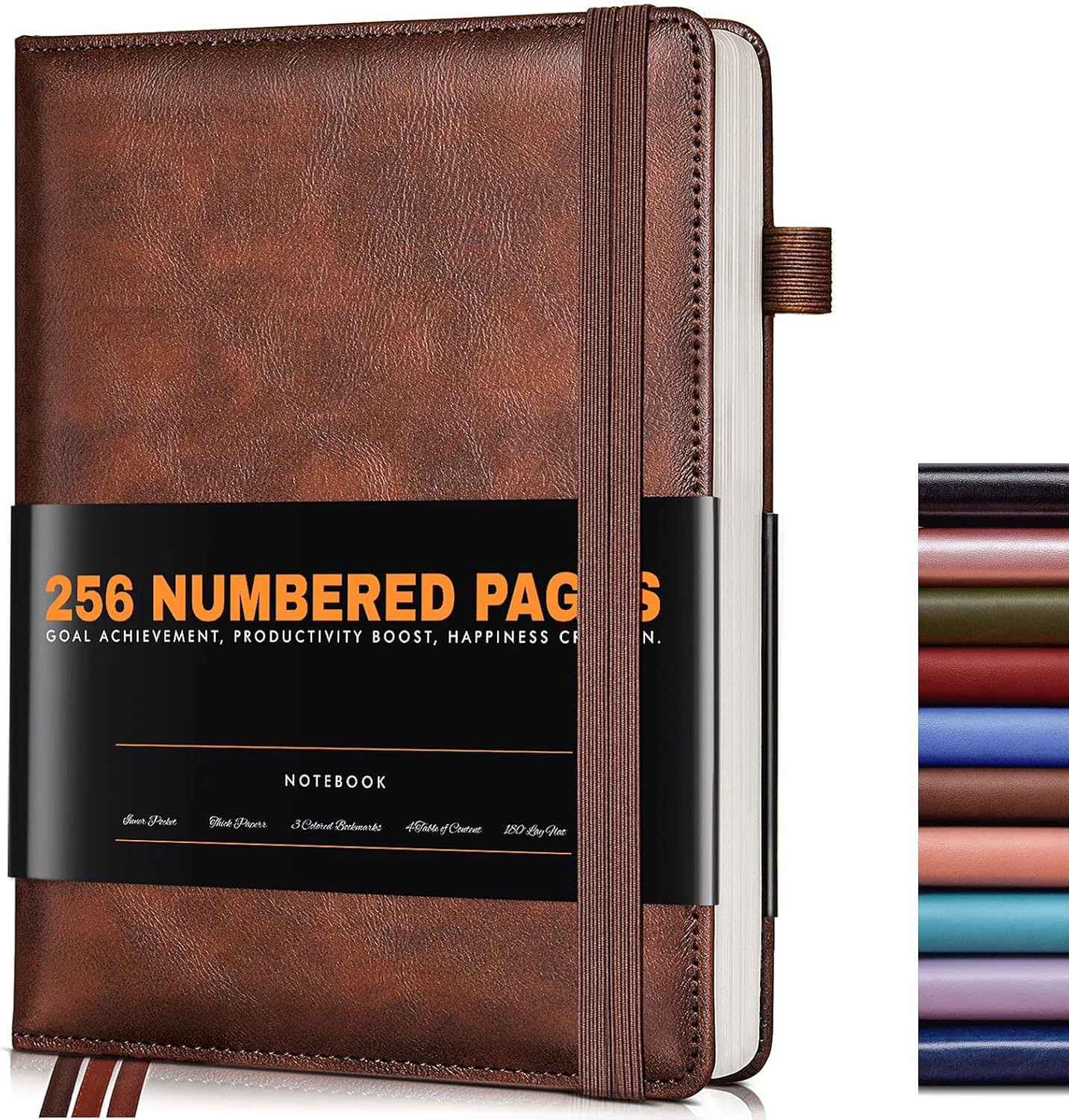 Lined Journal Notebook for Women Men, 256 Numbered Pages Hardcover Leather Journals for Writing, A5 Journaling Notebooks, College Ruled Journal for Business Work School Note Taking 5.75