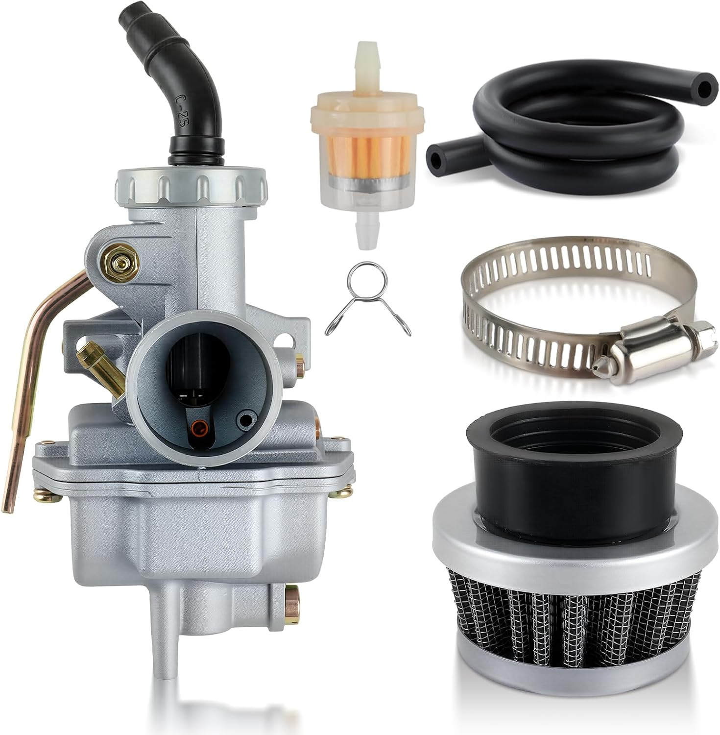 PZ20 Carburetor for Kazuma Baja 50cc 70cc 90cc 110cc 125cc TaoTao 110B NST SunL Chinese Quad 4 stroke ATV 4 wheeler Go kart Dirt Bike Honda CRF50F XL75 CRF80F XR50R with Air Fuel Filter