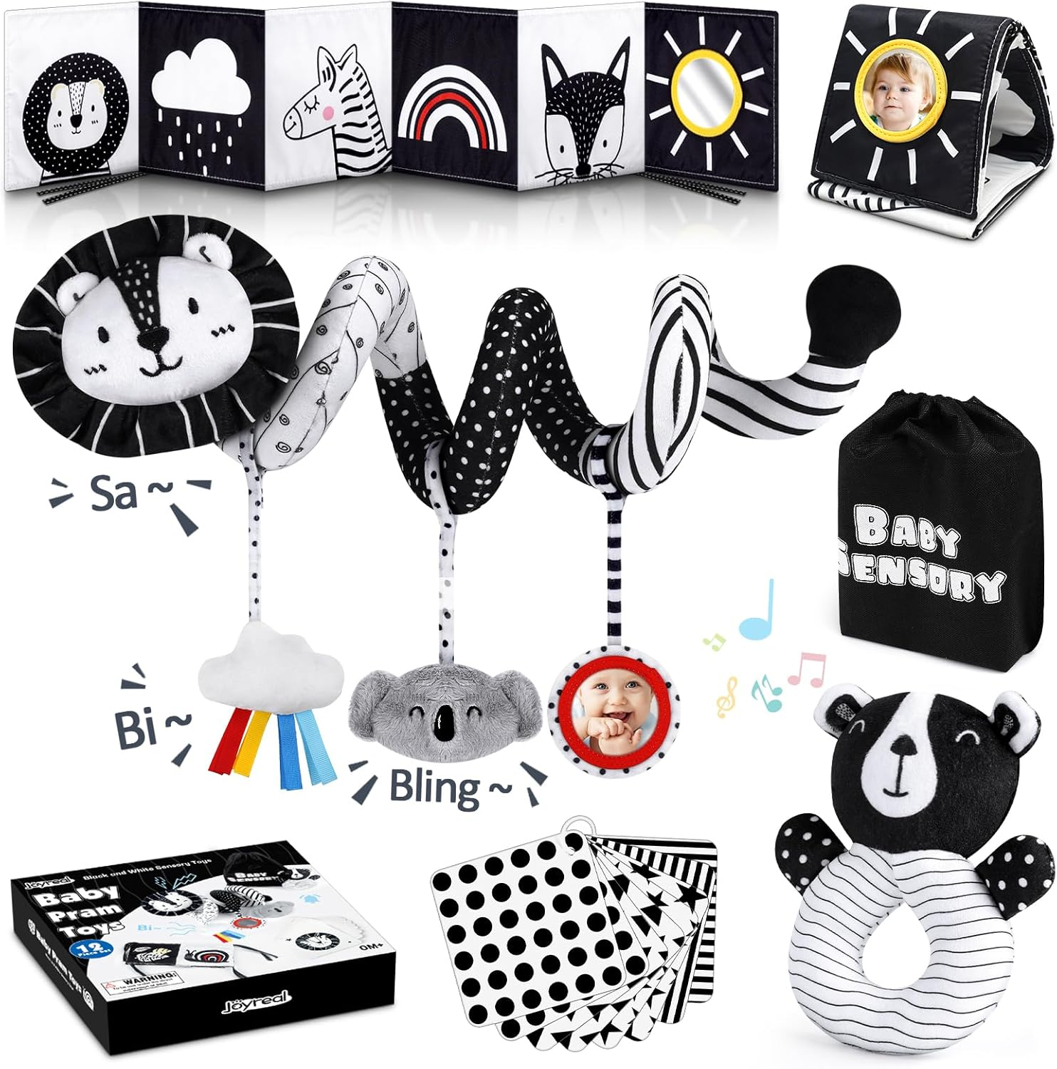 High Contrast Baby Toys for Newborn, Black and White Baby Sensory