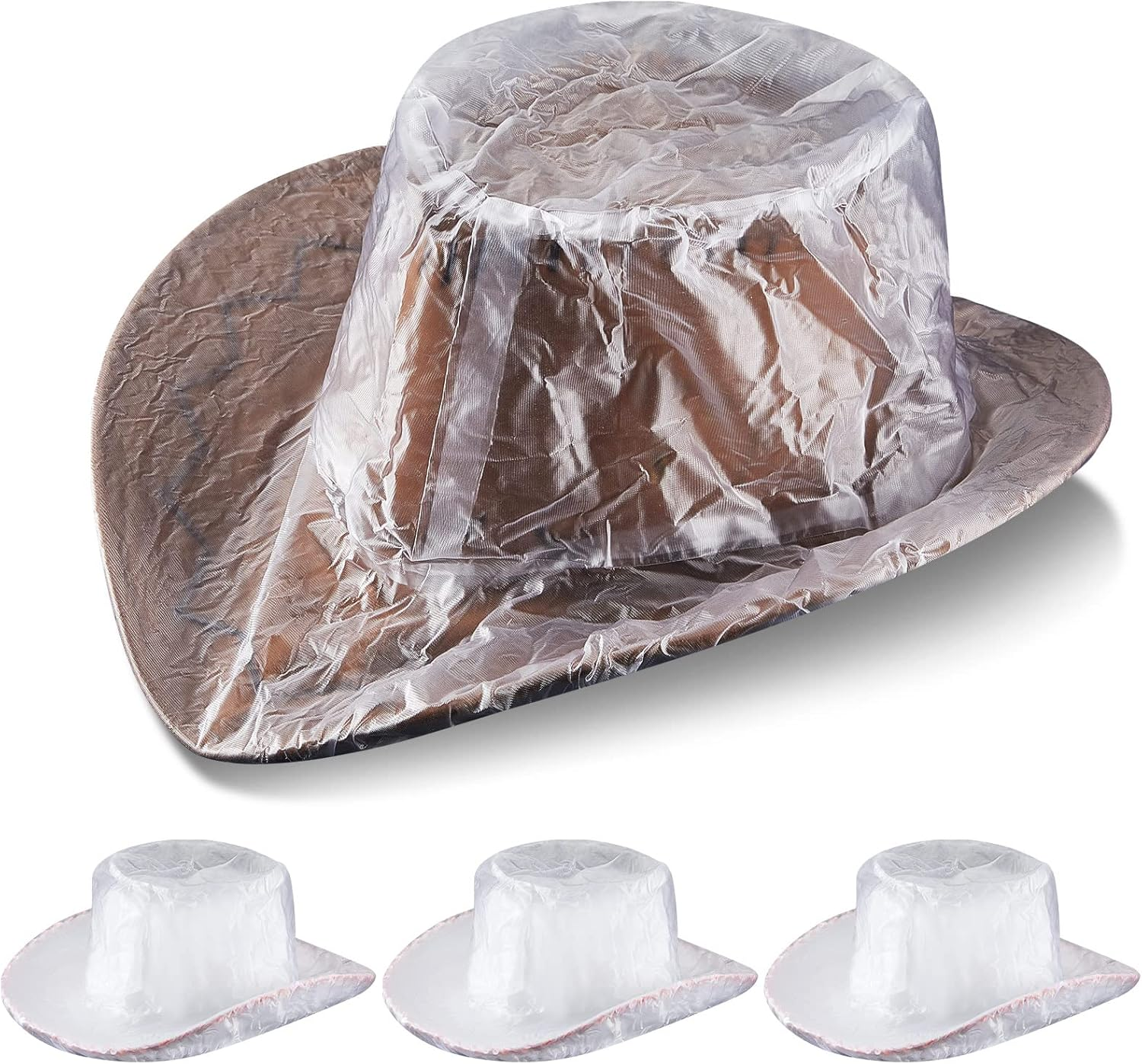 Geyoga 4 Pieces Cowboy Hat Rain Covers Plastic Protectors Cowboy Hat Covers for Storage Gray(X Large)