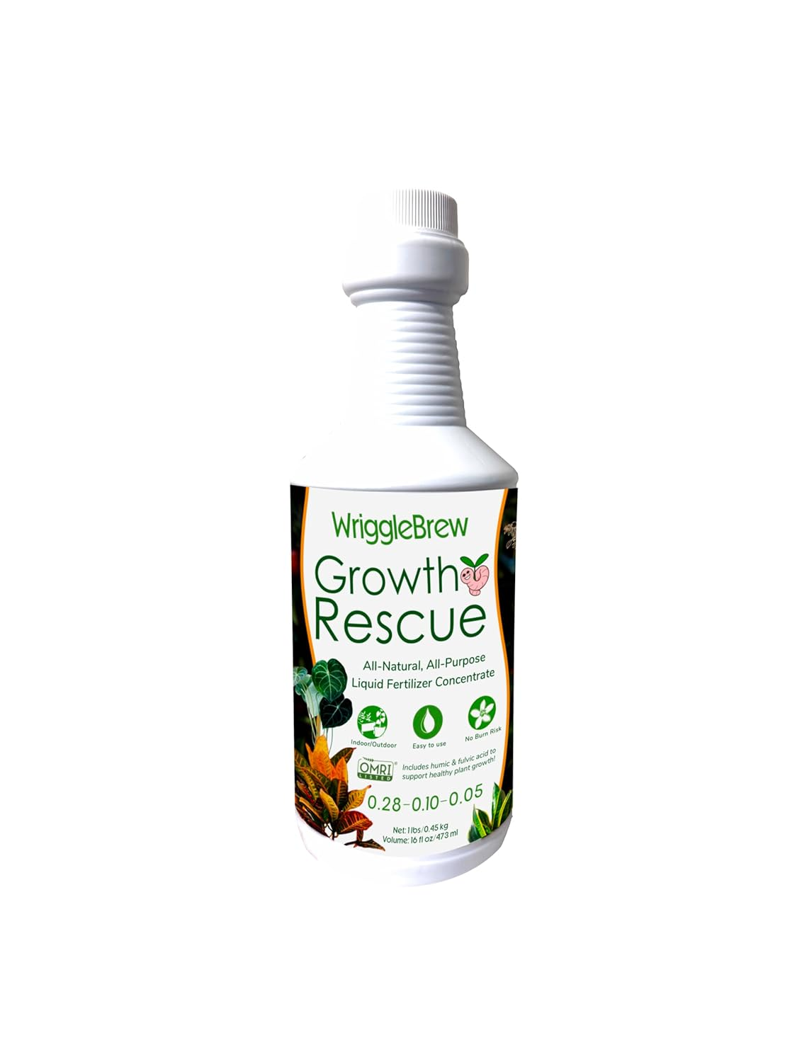 Organic Liquid Fertilizer Concentrate from Worm Castings. Non-Toxic, All-Purpose, Plant Food for Gardens, Vegetables, Fruits, Houseplants, Seed Starters, and Ornamentals. (16 Fluid Ounces)