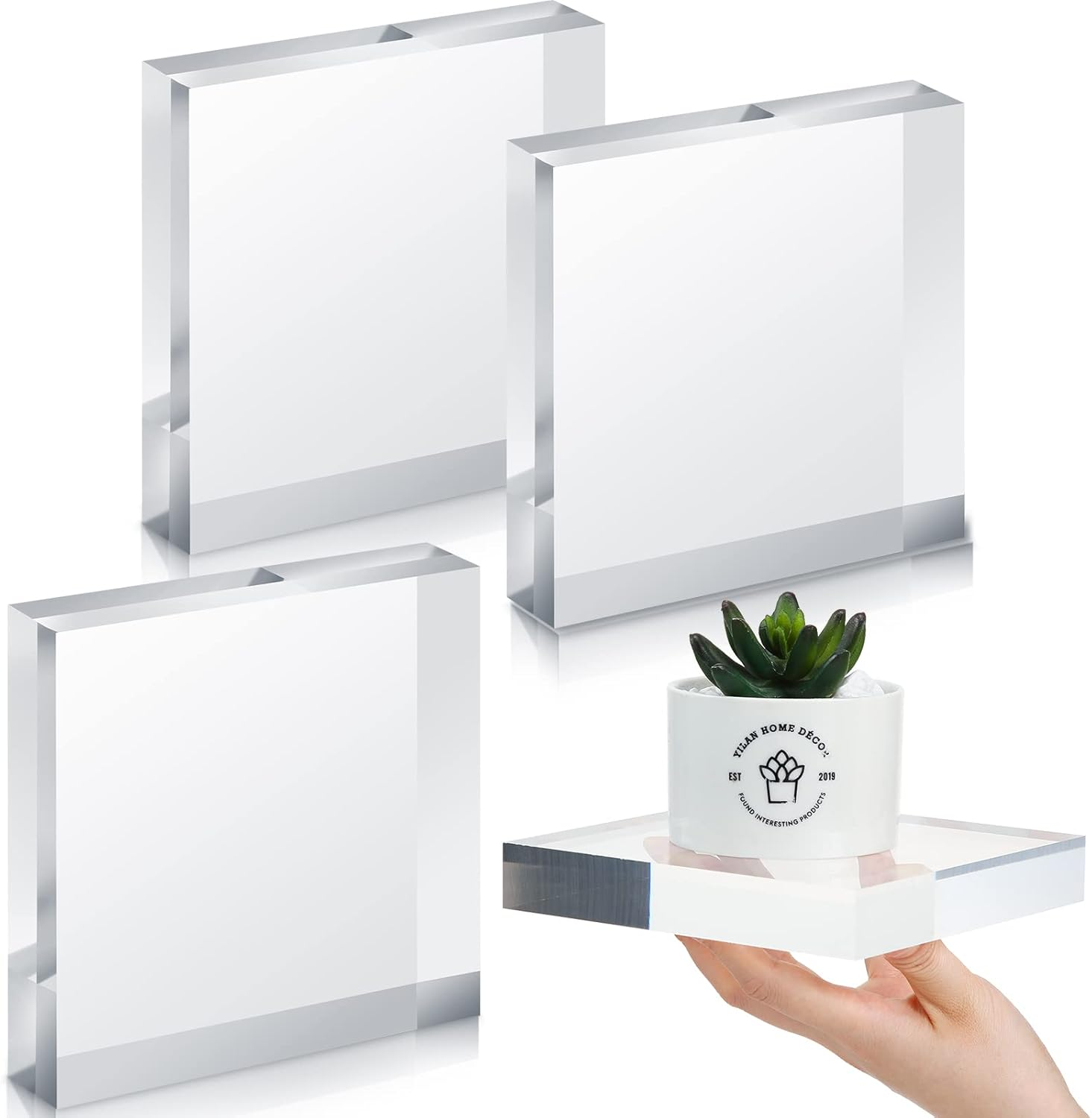 4 Pcs 6 X 6 X 1 Inches Acrylic Square Display Block Clear Polished Acrylic Cubes