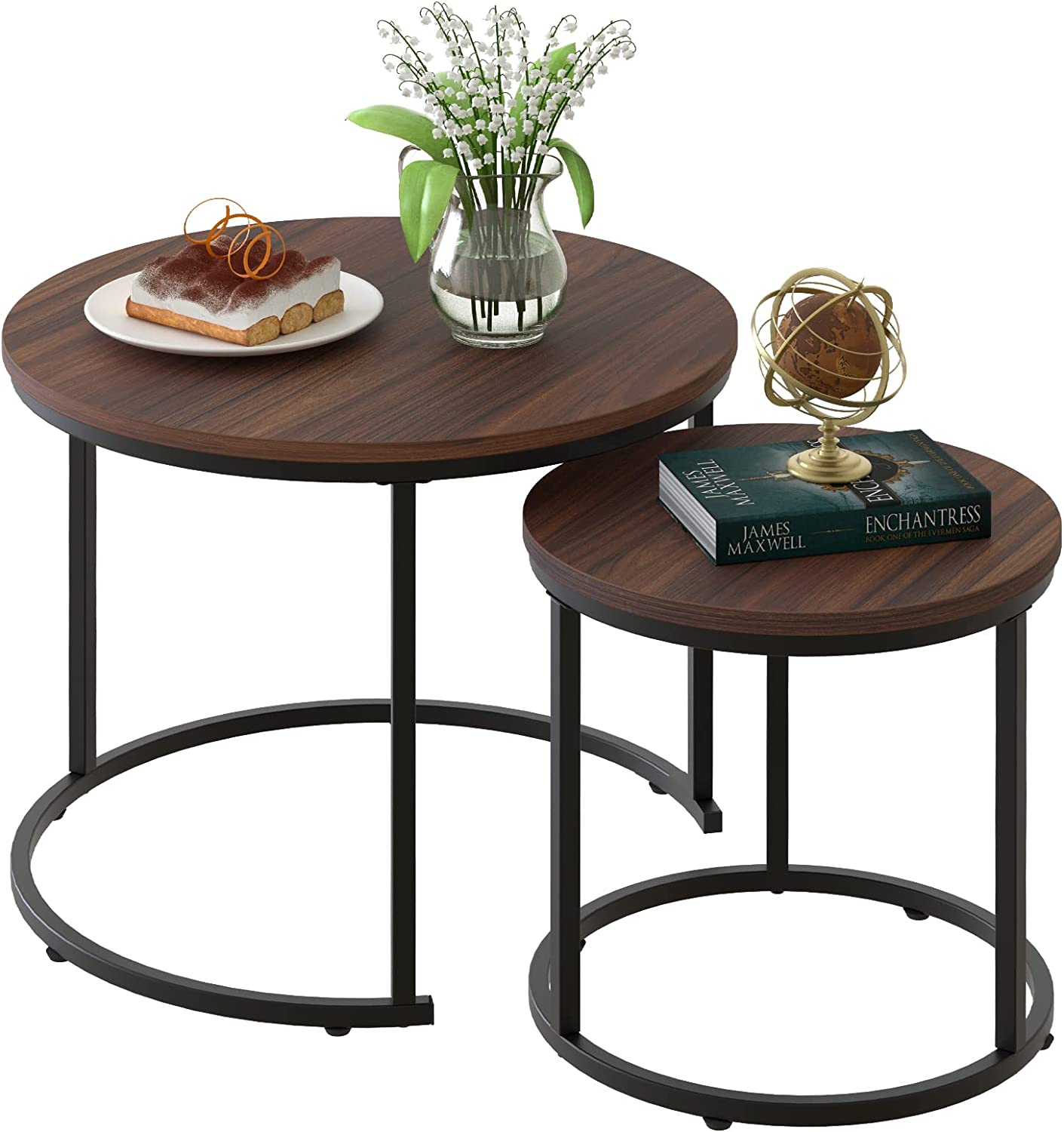 ABOXOO aboxoo Round Nesting Coffee Table Side Table Set of 2 End Tables for L... - Picture 4 of 4