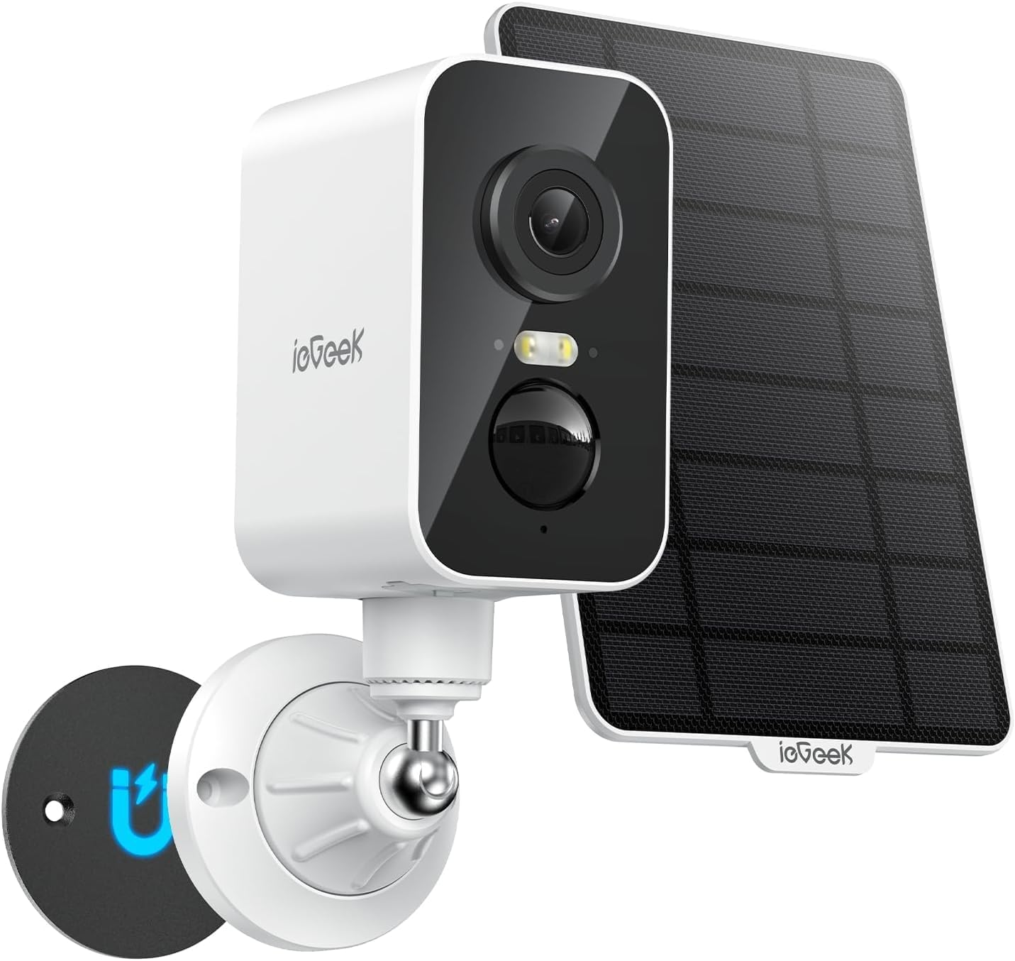 Iegeek Telecamera 4G Magnetica Portatile 2K Con SIM Mit Pannello Solare