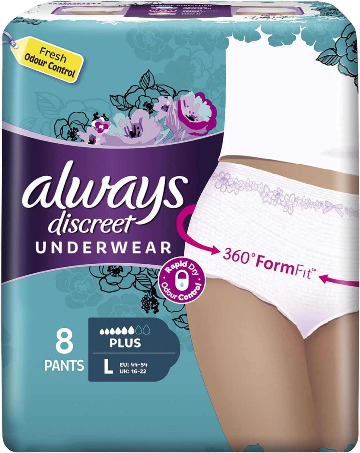 Always Discreet Incontinence Underware, Super Plus Medium, 9 Pack - Picture 3 of 4