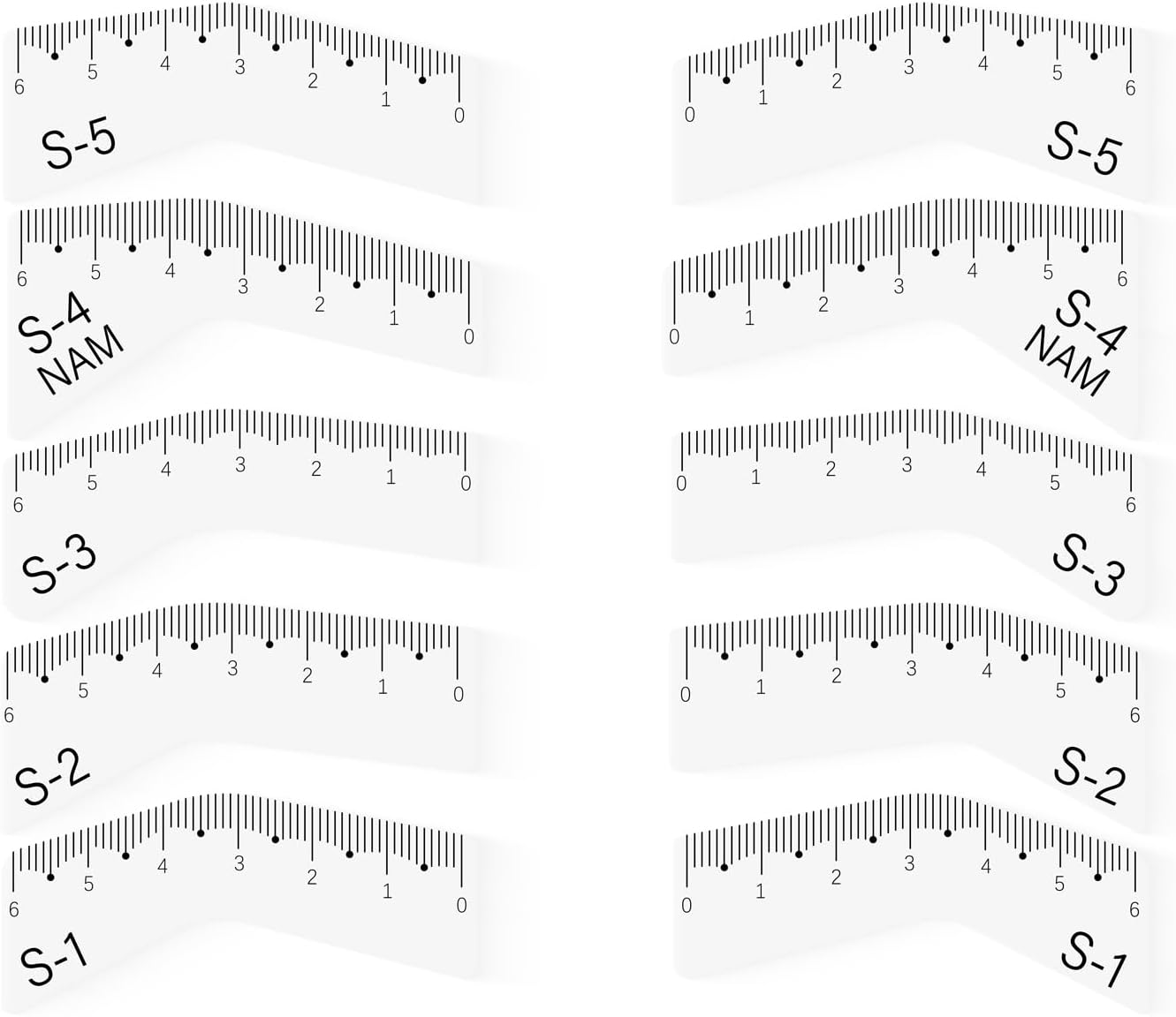 5Pairs of Natural-Looking Brow Shapes Eyebrow Stencils Ruler Plastic Eyebrow Caliper Easy Mapping Shaping Reusable Microblading Measuring Tool Positioning Shaper Stencil Guide