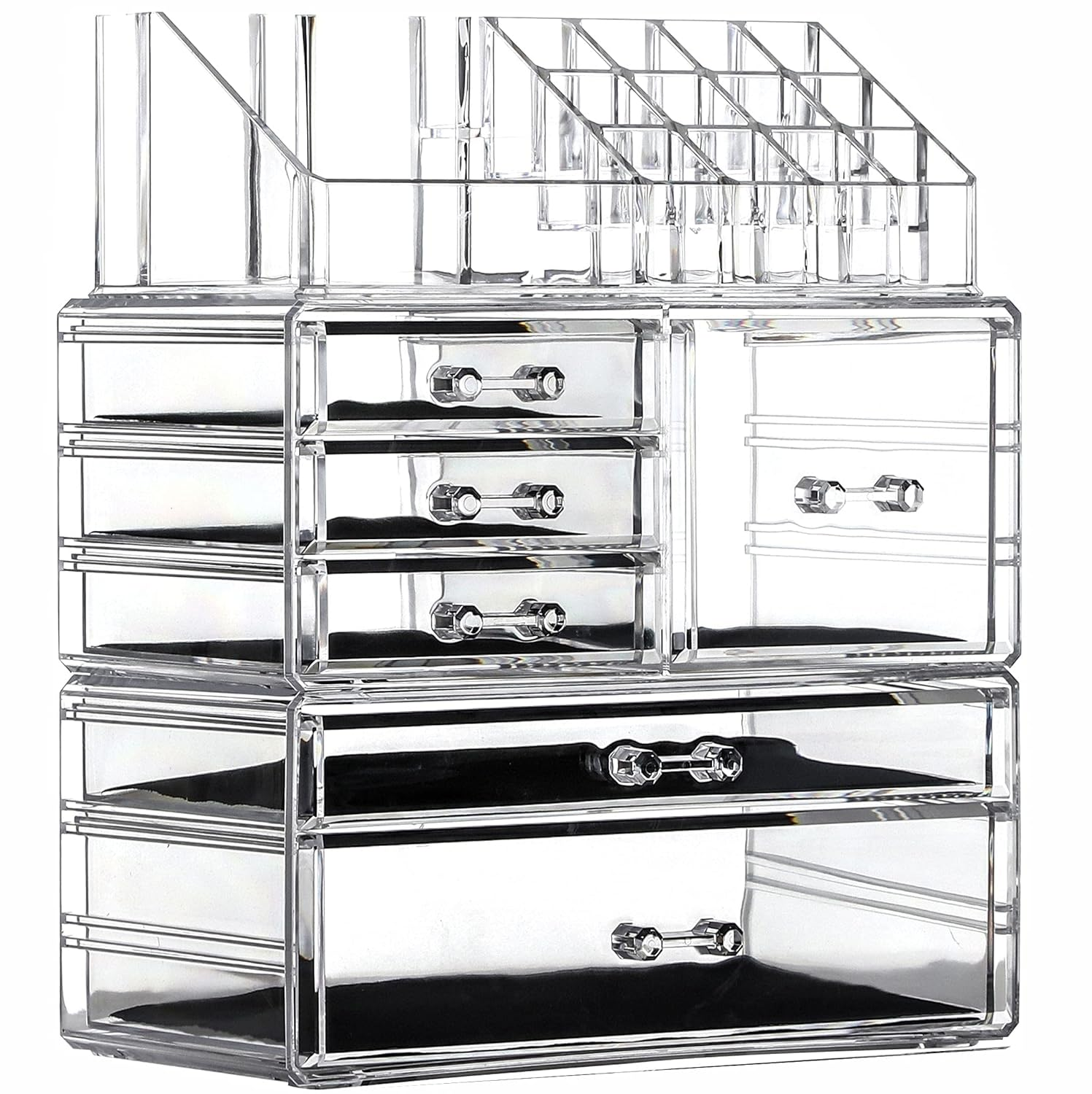 3 Pack Clear Makeup Organizer Countertop, Stackable 6 Drawers Skincare Organizer,Cute Skin Care Organizer for Vanity Hair Clip,Jewelry,Beauty Product Desk and Make up Organizers for Vanity