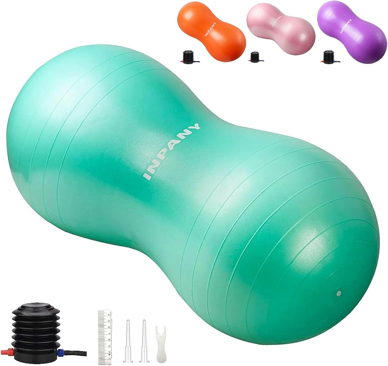 INPANY Peanut Ball - anti Burst Exercise Ball for Labor Birthing, Physical Therapy for Kids, Core Strength, Flexible Seating, Home & Gym Fintness, Sensory Chair Wiggle Seat for Girls and Boys