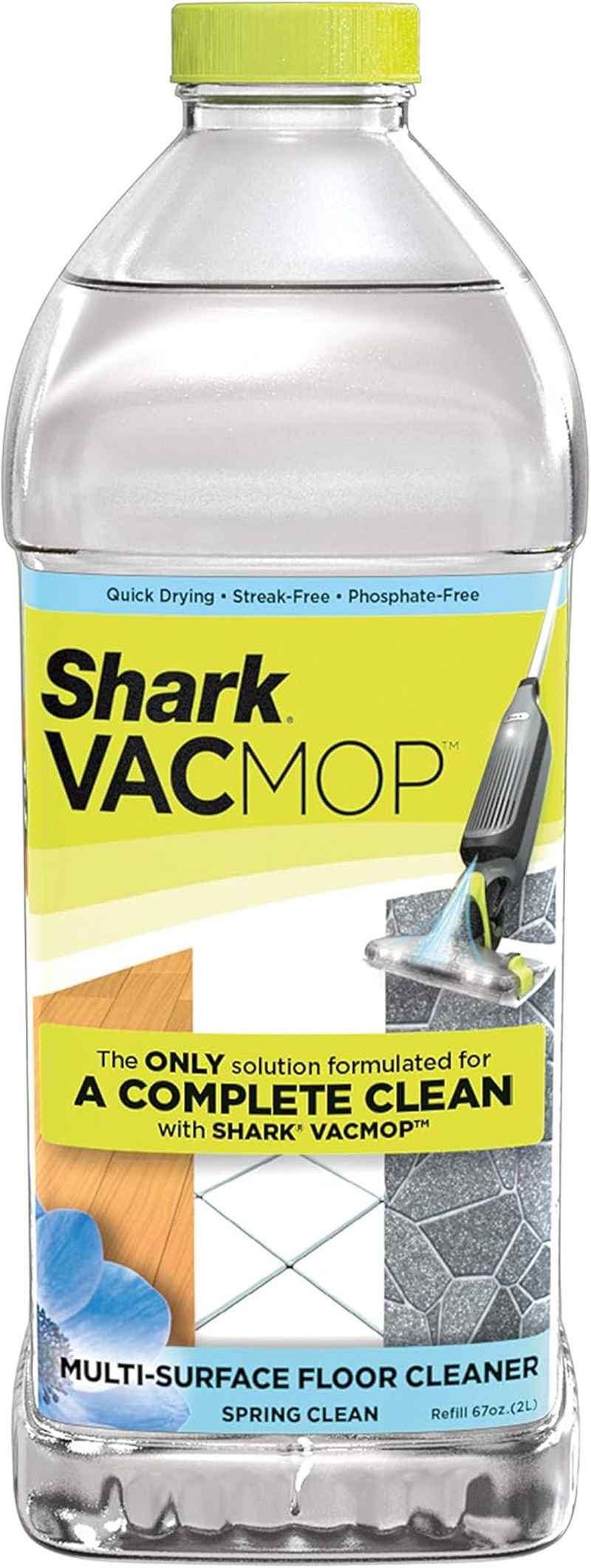 VACMOP Multi-Surface Cleaner Refill 2L Bottle, Compatible with VM252 & VM180, Cleans & Disinfects Sealed Finished Floors, Stone, Laminate & Tiles, Spring Clean Scent, VCM60