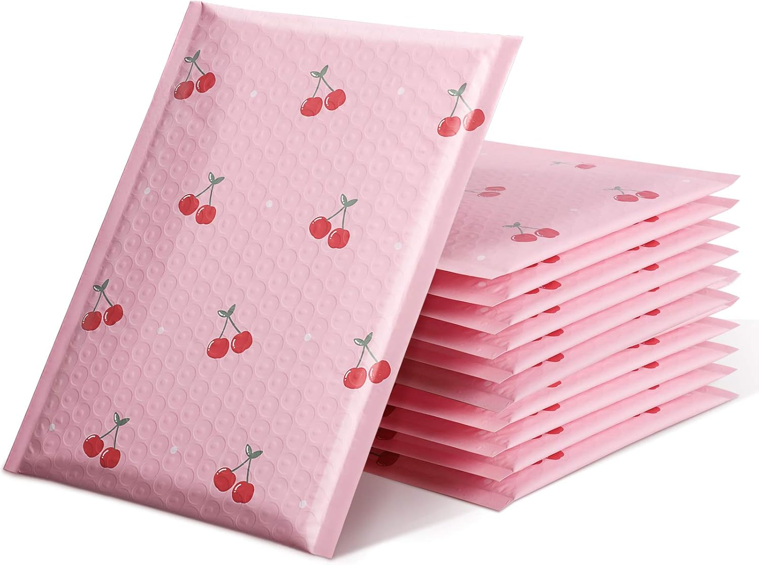 Bubble Mailers 6X10 25 Pack Pink Custom Designer Shipping Envelopes Mailing Self Seal Adhesive Waterproof Padded for Valentines Day Gifts Packaging, Mailing, Small Business Bulk, Cherries
