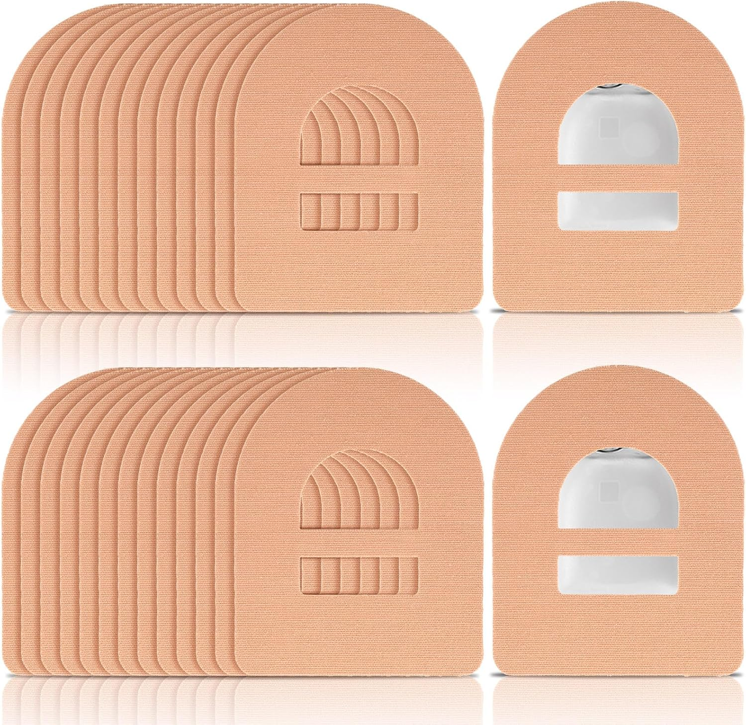 50 Pieces Adhesive Patches Compatible with Omnipod 5 Shower Waterproof Pre-Cut Adhesive Overpatches with Strap Sweatproof Tape Continuous Glucose Monitor Protection(Beige)