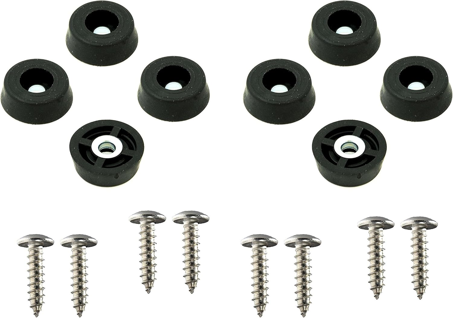 8 Small round Rubber Feet Bumpers W/Screws - .250 H X .671 D - Made in USA