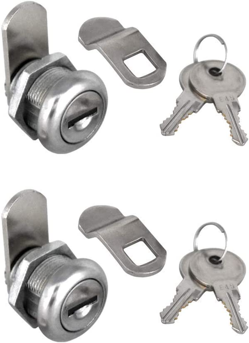 2 Pcs Cabinet Cam Lock Keyed Alike Toolbox Locks 5/8 7/8 1-1/8 Cylinder Set