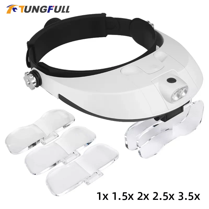 Magnifier headband glasses magnifier binocular glass headset magnifier glasses with light wearing style Repair Tool