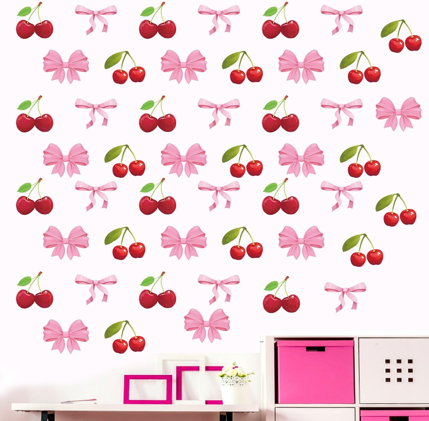 12 Sheet Pink Bow Wall Stickers, 11.81x7.87in Trendy Bow Wall Decals Coquette... - Picture 2 of 15