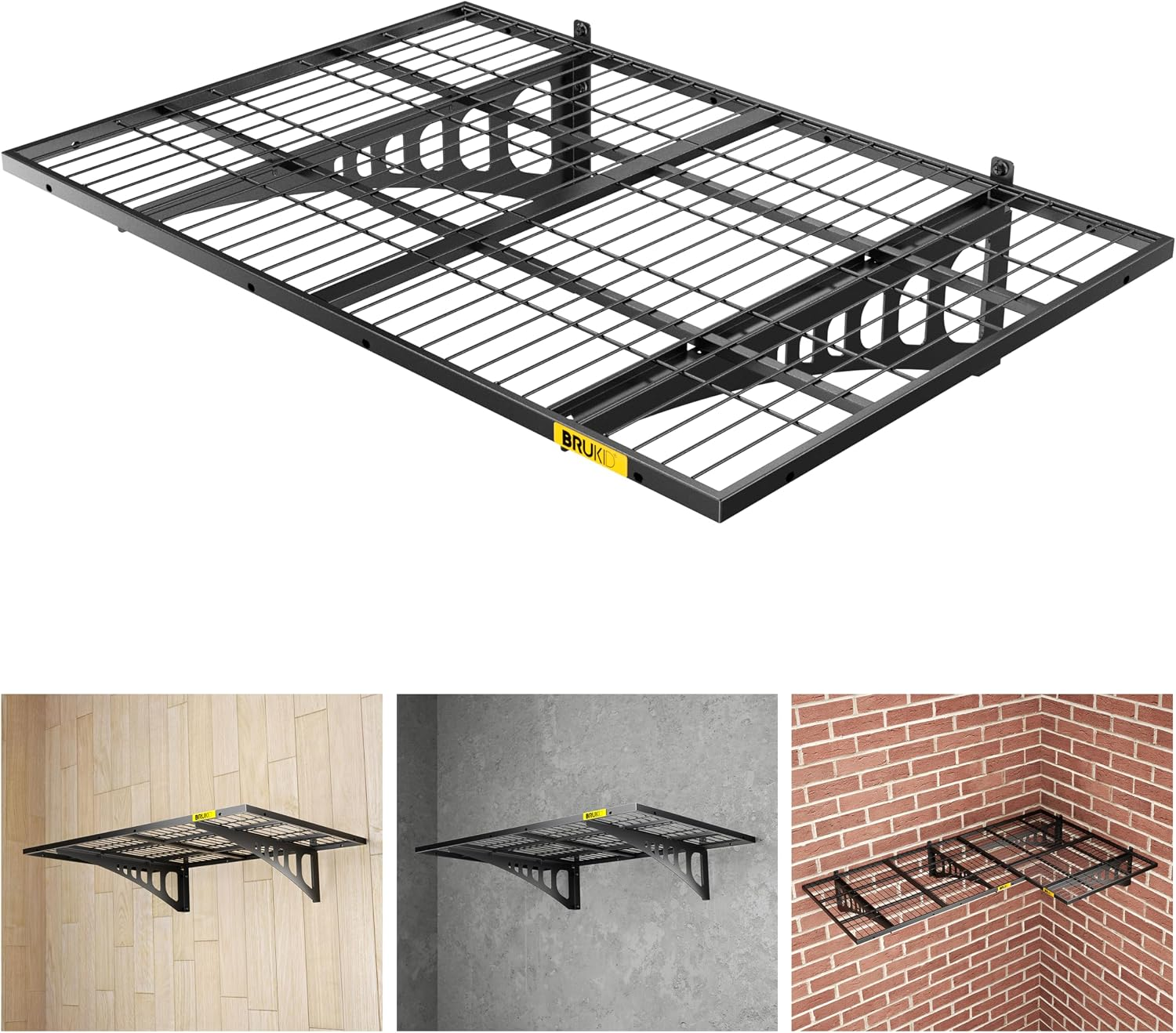 2X3Ft Adjustable Rail Wall Garage Storage Shelf, for Tool Room, Storage Room, Store Supermarket Wall Storage Shelving Rack (1 Pack-Black)