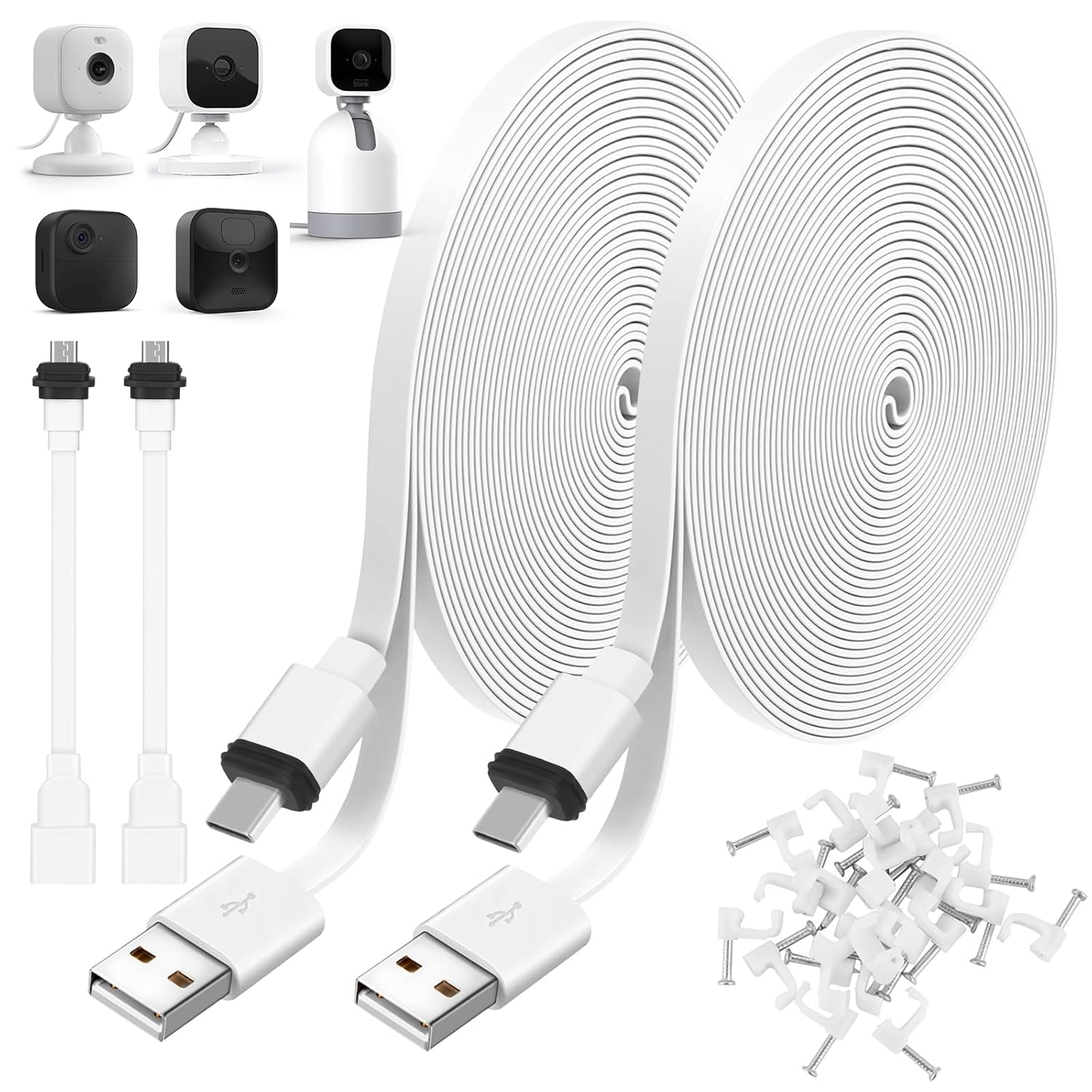 2Pack 25FT Power Cable for Blink Mini2,Blink Mini,Blink Outdoor 4 (4th Gen)/Blink (3rd Gen) XT3/XT2/XT,Extension Cable Continuously Charging Your Blink Cam(Plug and Camera are Not Included)