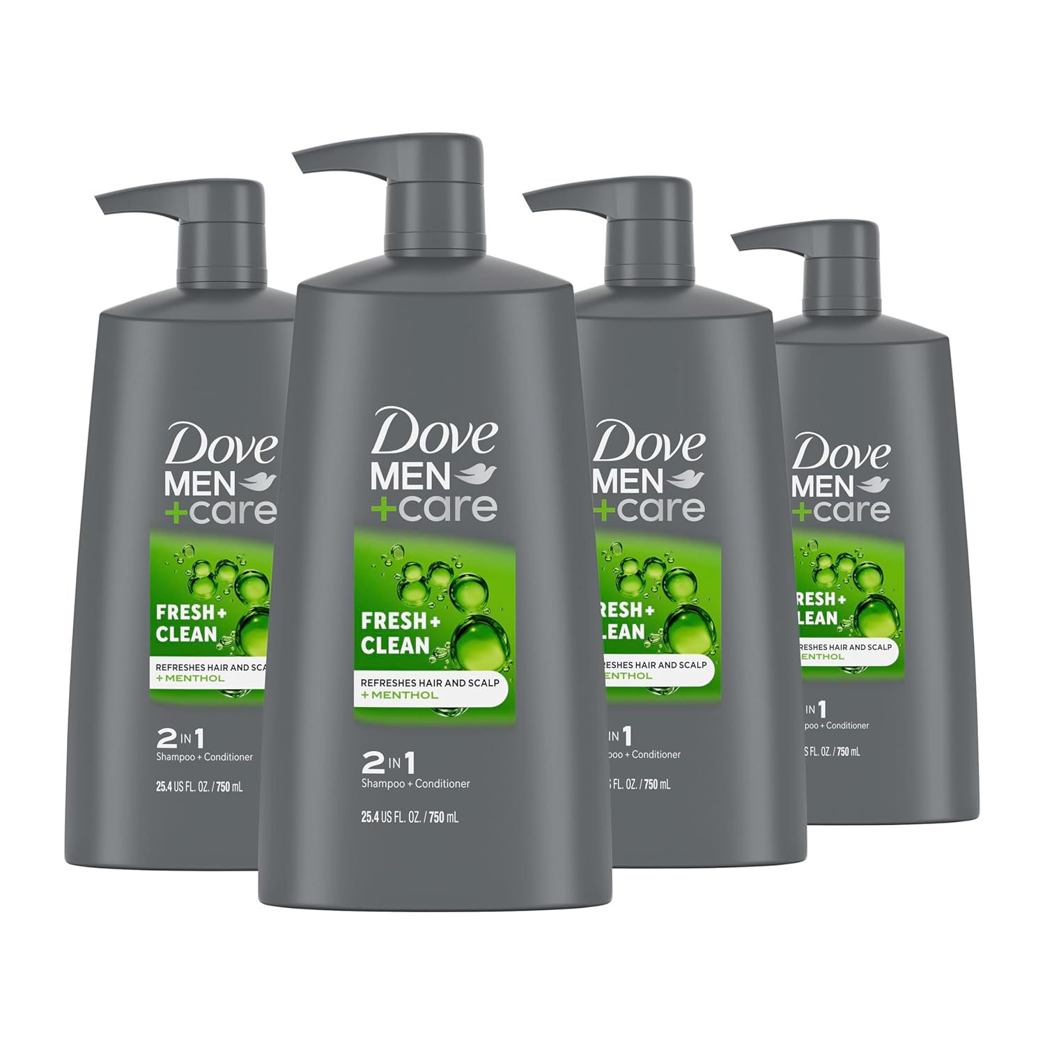 2-In-1 Shampoo and Conditioner Fresh and Clean 4 Count Nourishes and Invigorates Helps Strengthen Hair 25.4 Oz