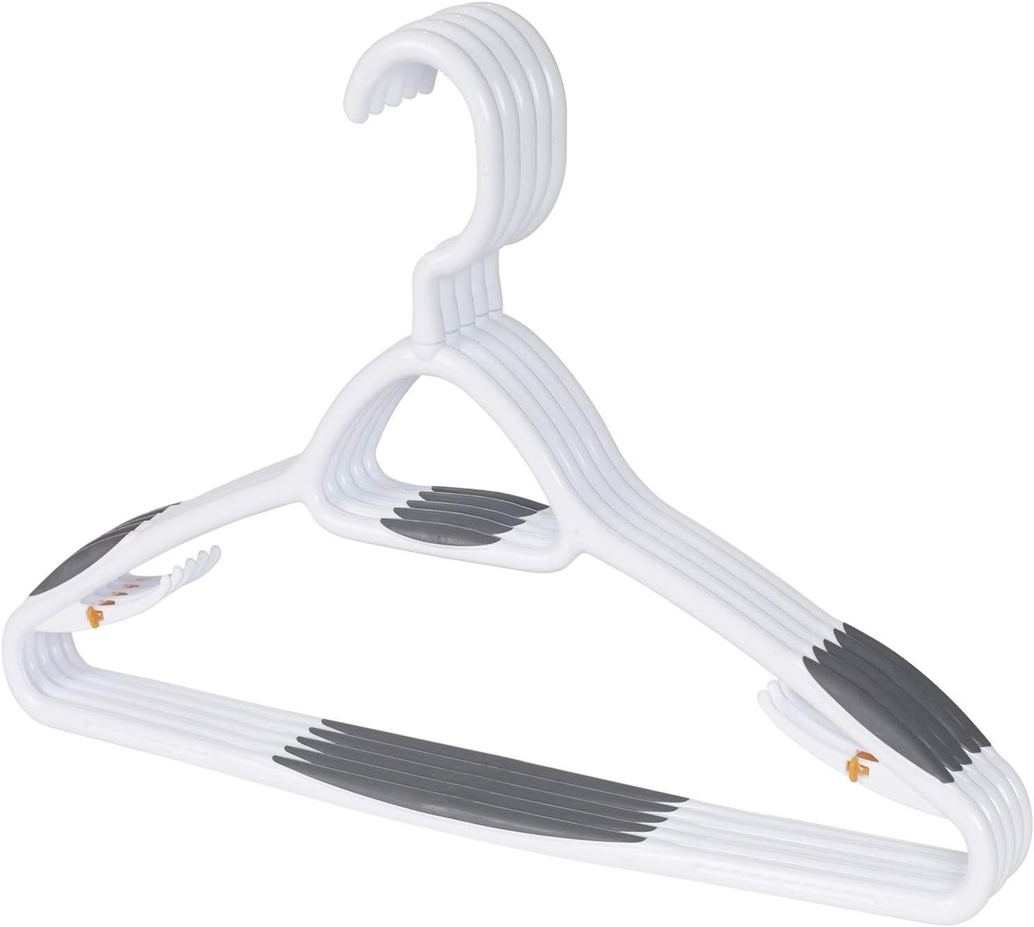Set of 5 Deluxe Non Slip Hangers by Neatfreak! - Space Saving Hangers for Clothes, Pants, Jackets and Shirt 5 Pack,White/Grey