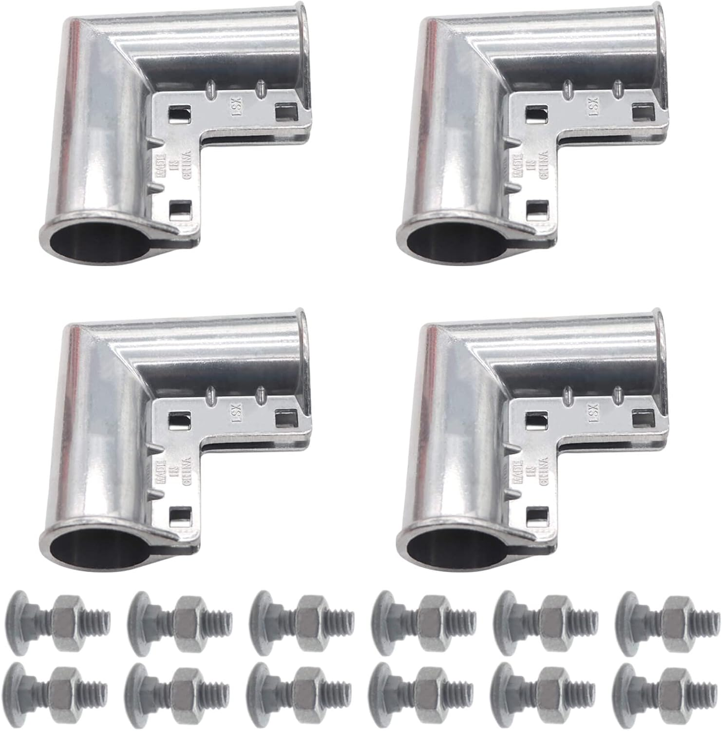4 Packs Chain Link Fence Gate Corners, Aluminum Gate Corner Suit 1 3/8" X 1 3/8" Outdoor Diameter Pipe, Pressed Elbow with 90 Degree Angle Design