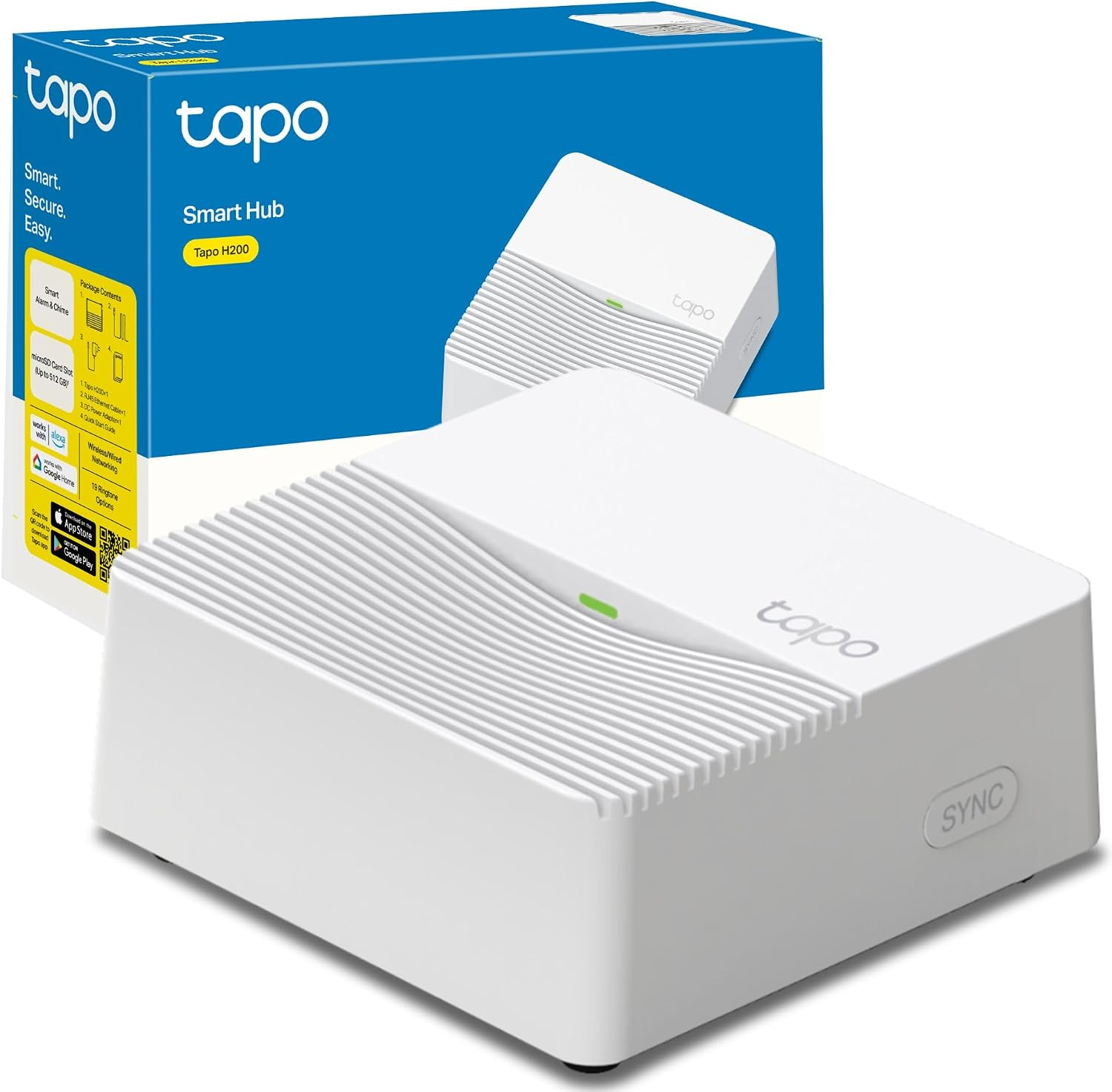 Tapo H200 Smart Hub with Alarm & Chime, Works with Tapo Switches, Buttons, Sensors, Cameras and Video Doorbells, Connect up to 64+4 Devices, 19 Ringtones, Low-Power Wireless, Local Microsd Storage