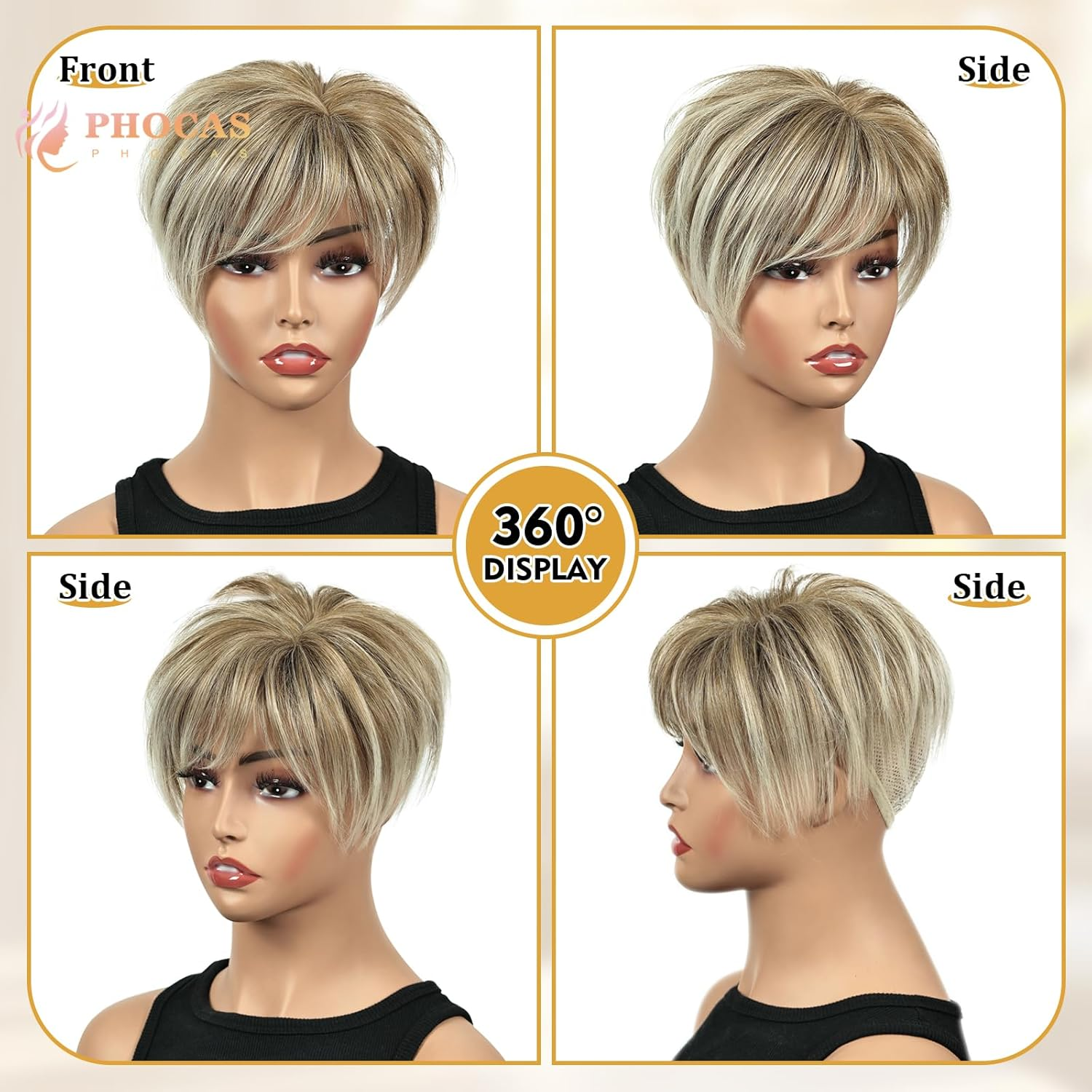 PHOCAS Short Hair Toppers for Women Blonde Hair Topper with Thining Hair Fluf... - Picture 7 of 15