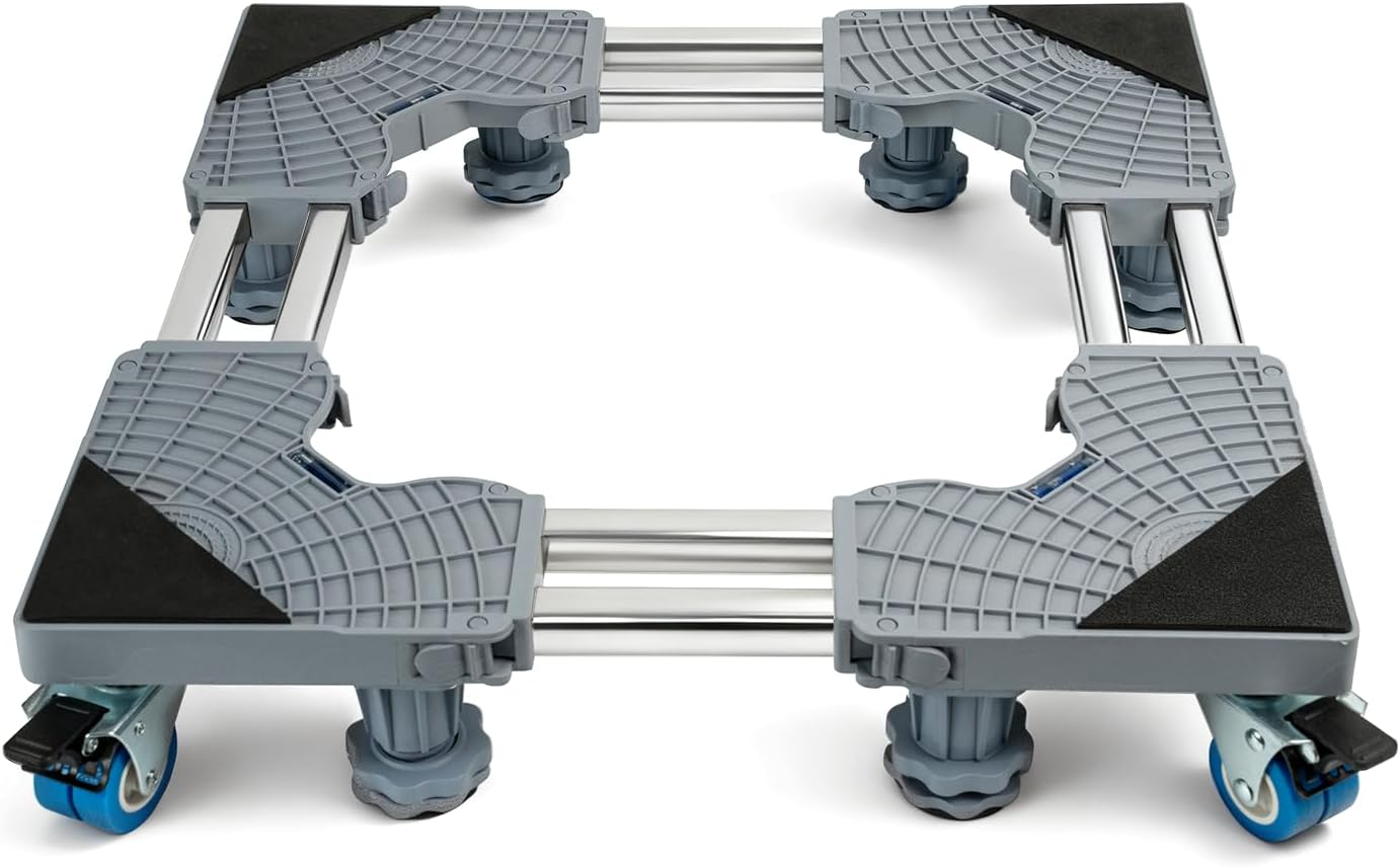 Mini Fridge Stand Mobile Base with 4 Locking Wheels and 8 Strong Feet 28-35.4 Inches, Heavy Duty Furniture Dolly for Washer, Mini Refrigerator and Dryer, Adjustable Mini Fridge Stand Washing Machine Stand Pedestal (28-35.4 Inches)
