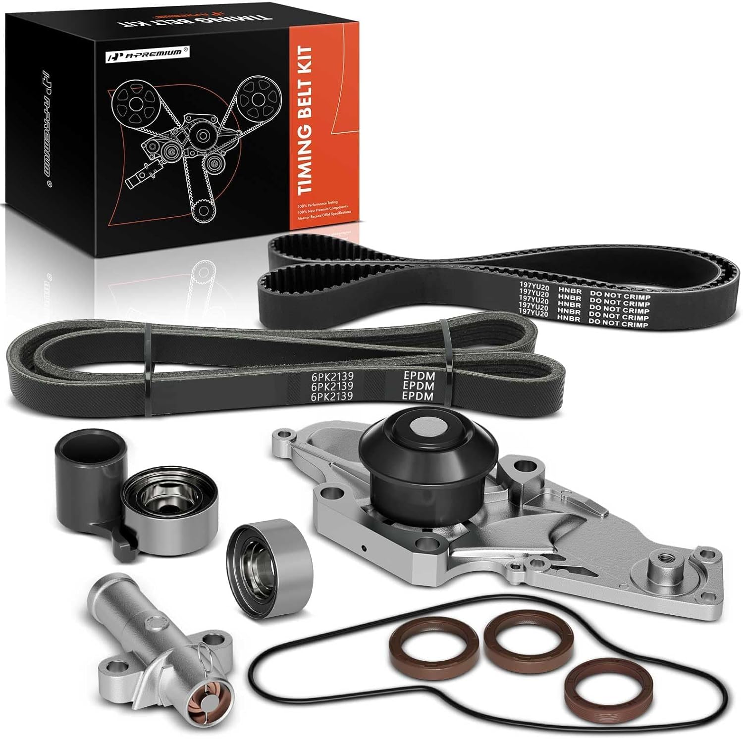 Timing Belt Kit with Water Pump Compatible with 03-18 Honda Accord Crosstour Pilot Odyssey Ridgeline Acura MDX RDX RL TL TSX ZDX Saturn Vue 3.0L 3.2L 3.5L 3.7L V6 19200RDVJ01 TKH002 TCKWP329