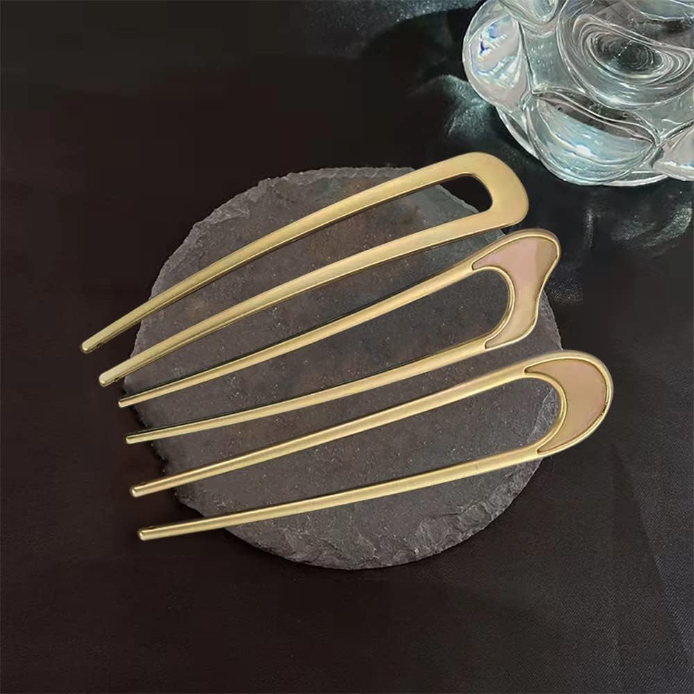 3 Pack U-Shaped Hair Pins French Hair Pin Bun Hair Sticks Chignon Gold Hair P... - Picture 8 of 14