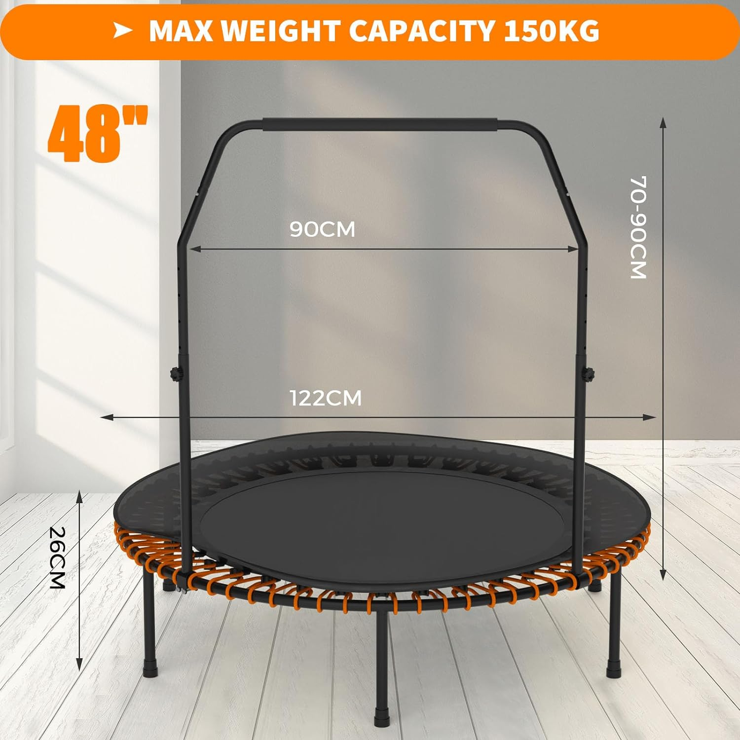 ADVWIN 40inch/48inch Rebounder Mini Trampoline Fitness Trampolines with Adjus... - Picture 9 of 14