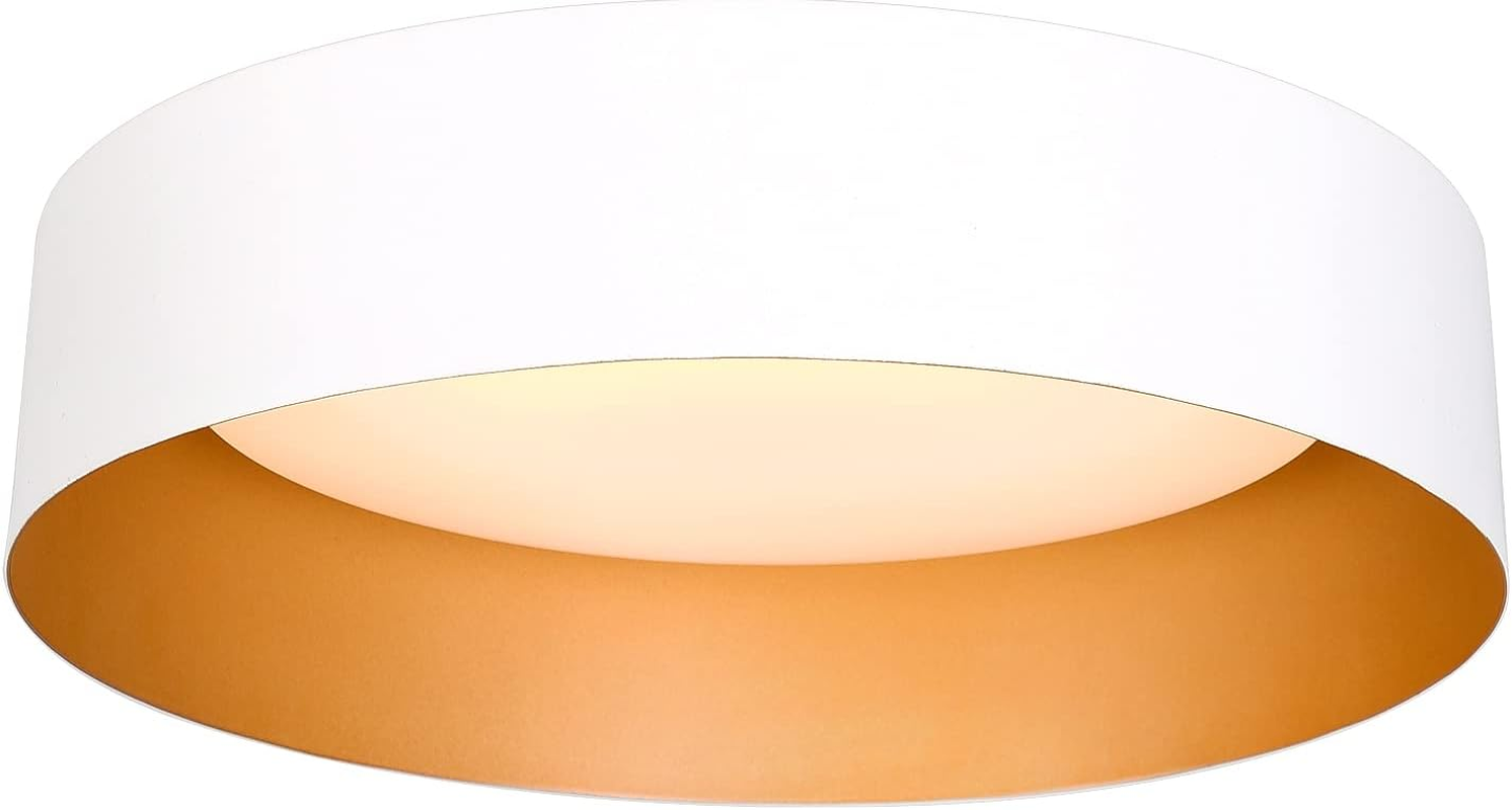 LED Ceiling Light Fixture,12.5 Inch Flush Mount Light Fixture,Matte White with Gold Inside,Dimmable 3000K/Warm White/18W(100W Equiv.)