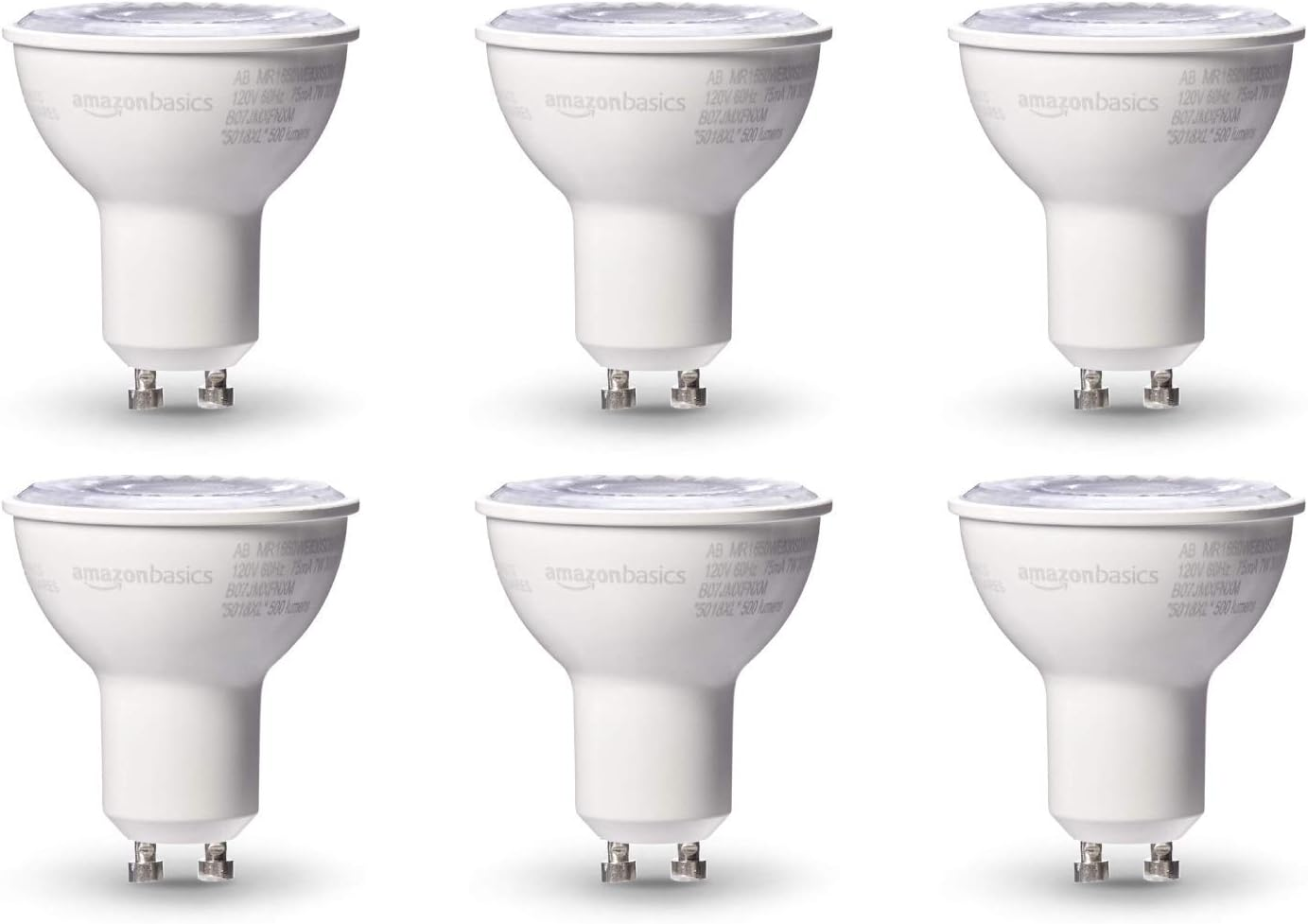 50W Equivalent, Warm White, Dimmable, 10,000 Hour Lifetime, MR16 (GU10 Base) LED Light Bulb | 6-Pack