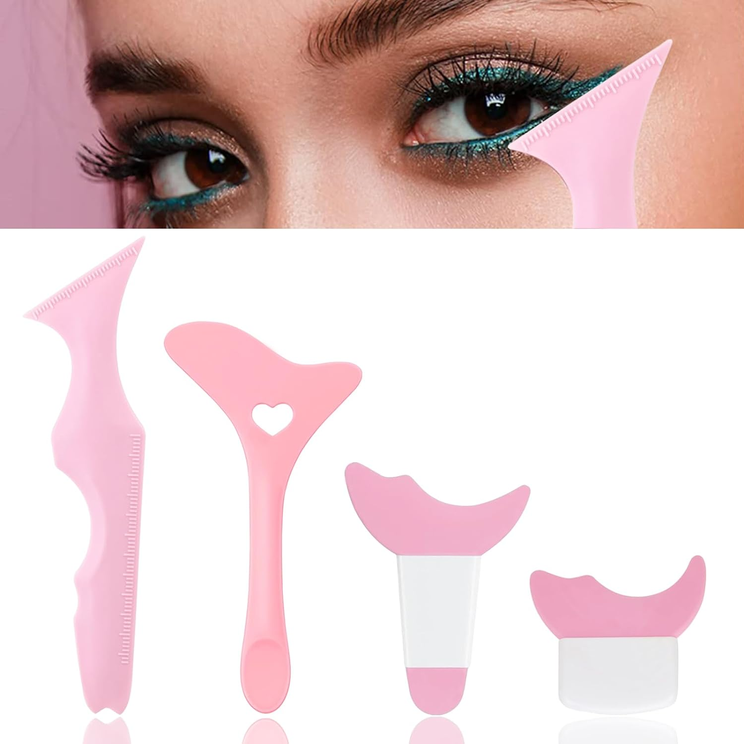 4Pcs Eyeliner Stencils Reusable Silicone Eyeliner Aid Mascara Shield Guard Ey... - Picture 9 of 14