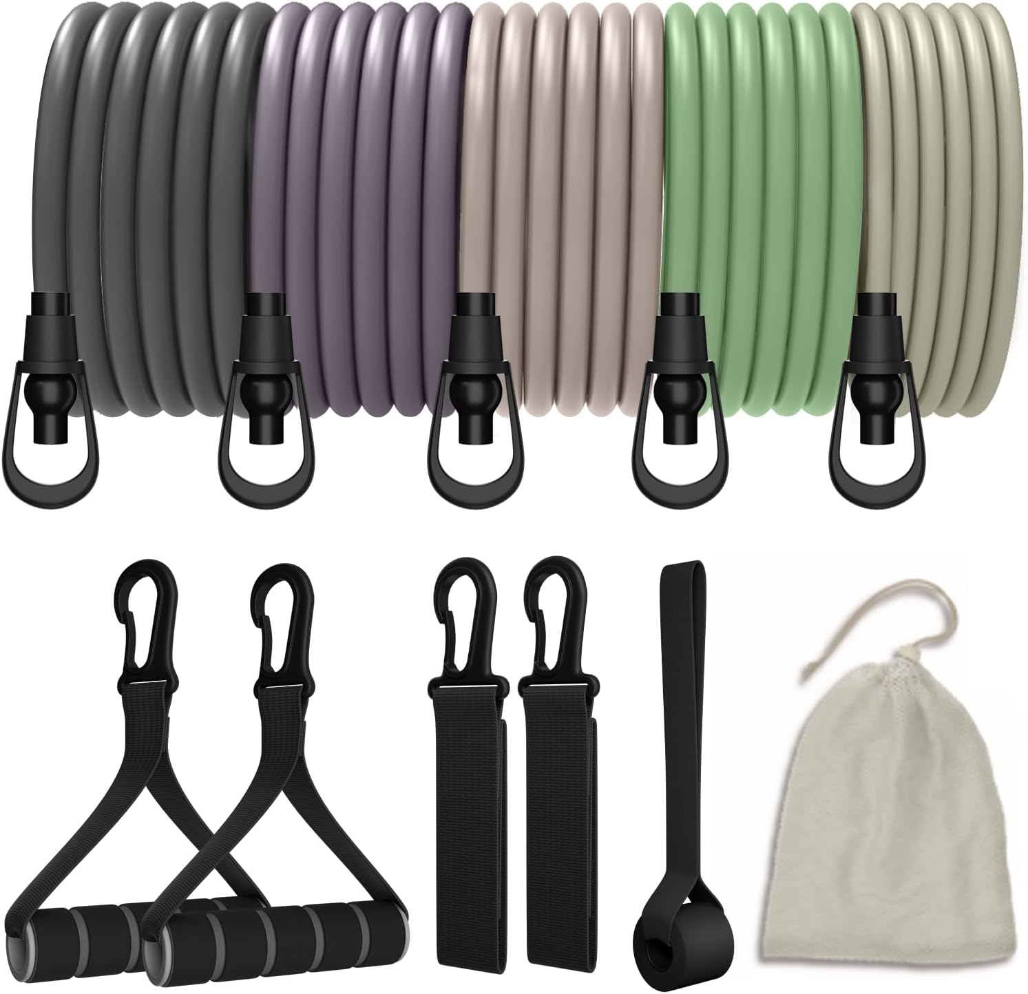 Resistance Bands, Exercise Bands for Working Out with Handles, Elastic Workout Bands for Men Women, Exercising Bands for Strength Training Equipment at Home Gym